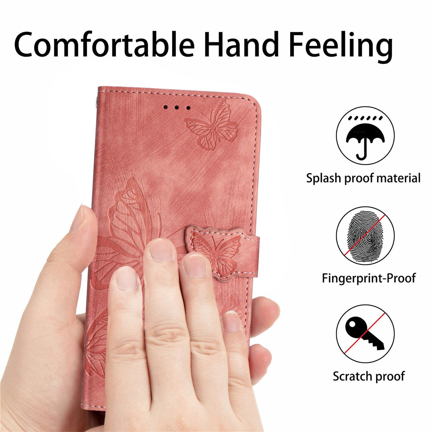 For Samsung Galaxy S22 5G Skin-Touch Phone Case Butterfly Imprinted Leather Phone Cover with Wallet