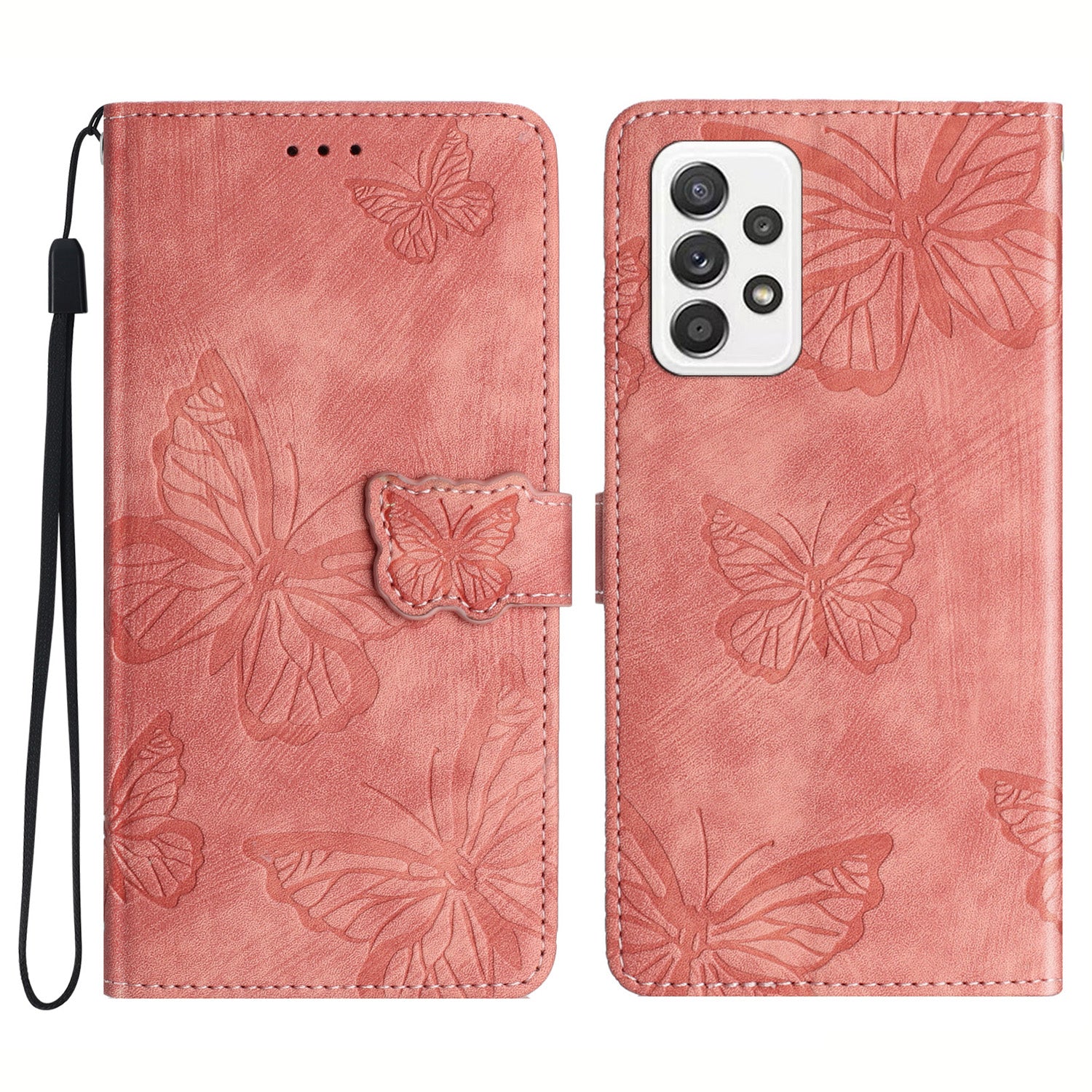 For Samsung Galaxy A23 5G (Global Version) Protective Leather Case Butterfly Imprinted Skin-Touch Phone Cover with Wallet