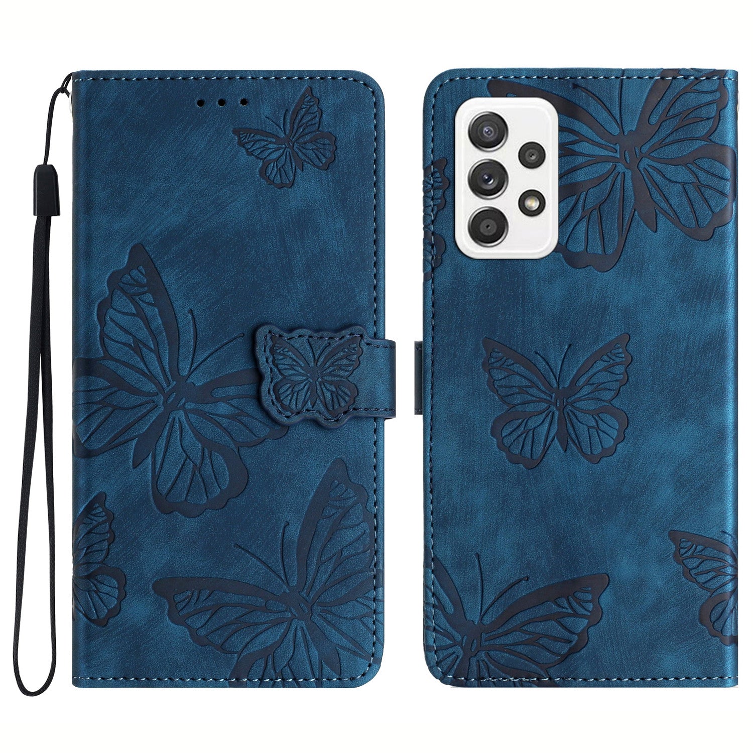 For Samsung Galaxy A53 5G Protective Case Butterfly Imprinted Skin-Touch Leather Phone Cover with Wallet