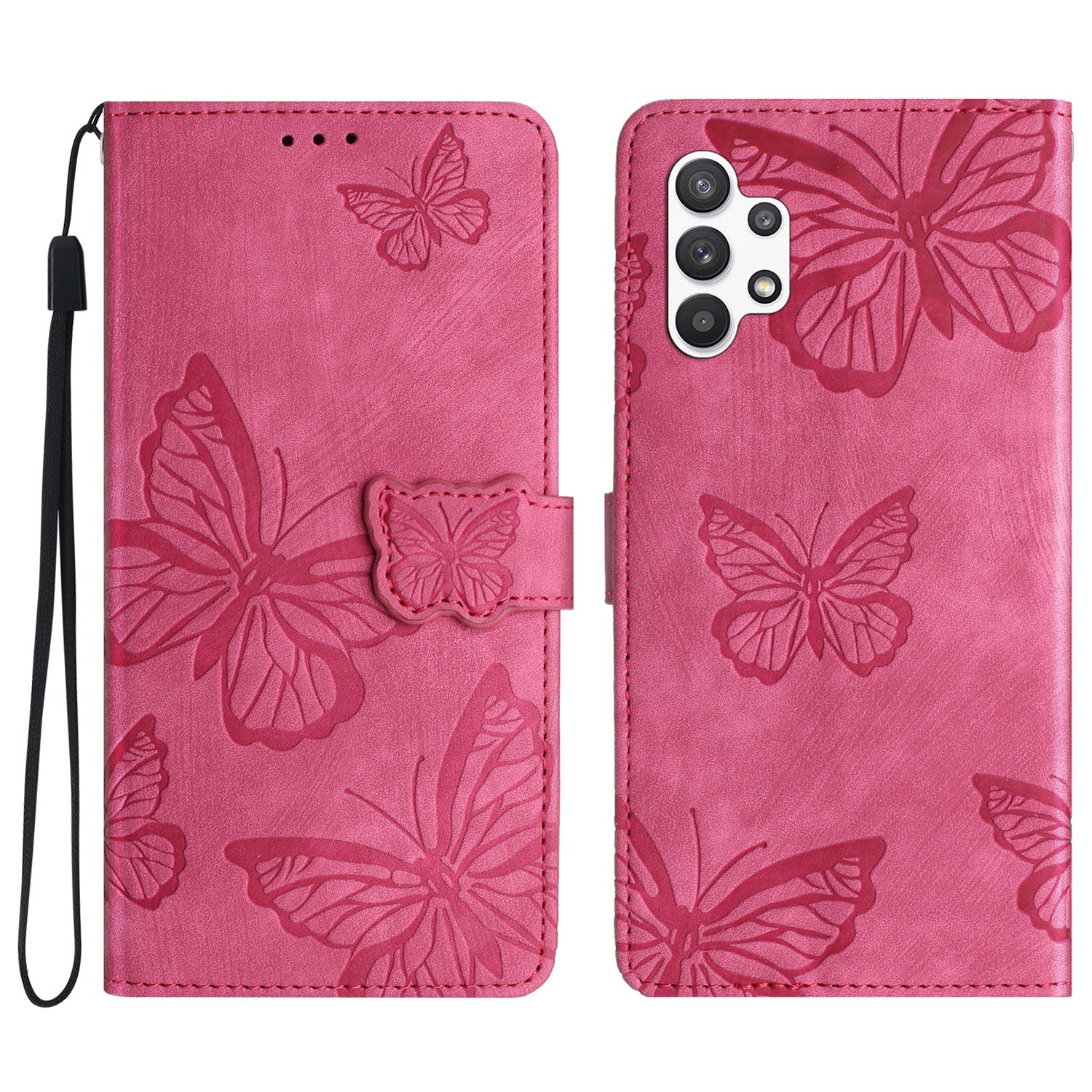 Til Samsung Galaxy A32 5G / M32 5G Skin-touch PU læder pung etui Butterfly påtrykt telefoncover med stativ