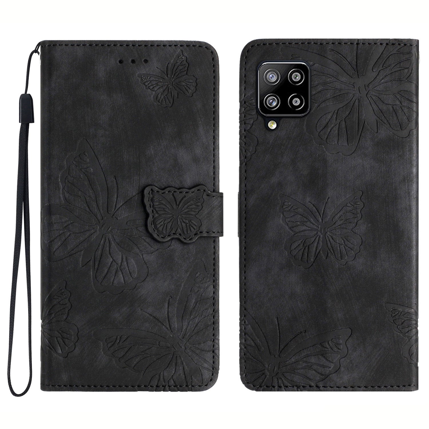 Til Samsung Galaxy A42 5G Stand PU-læder Skin-touch-etui Butterfly-påtrykt telefonpung-cover