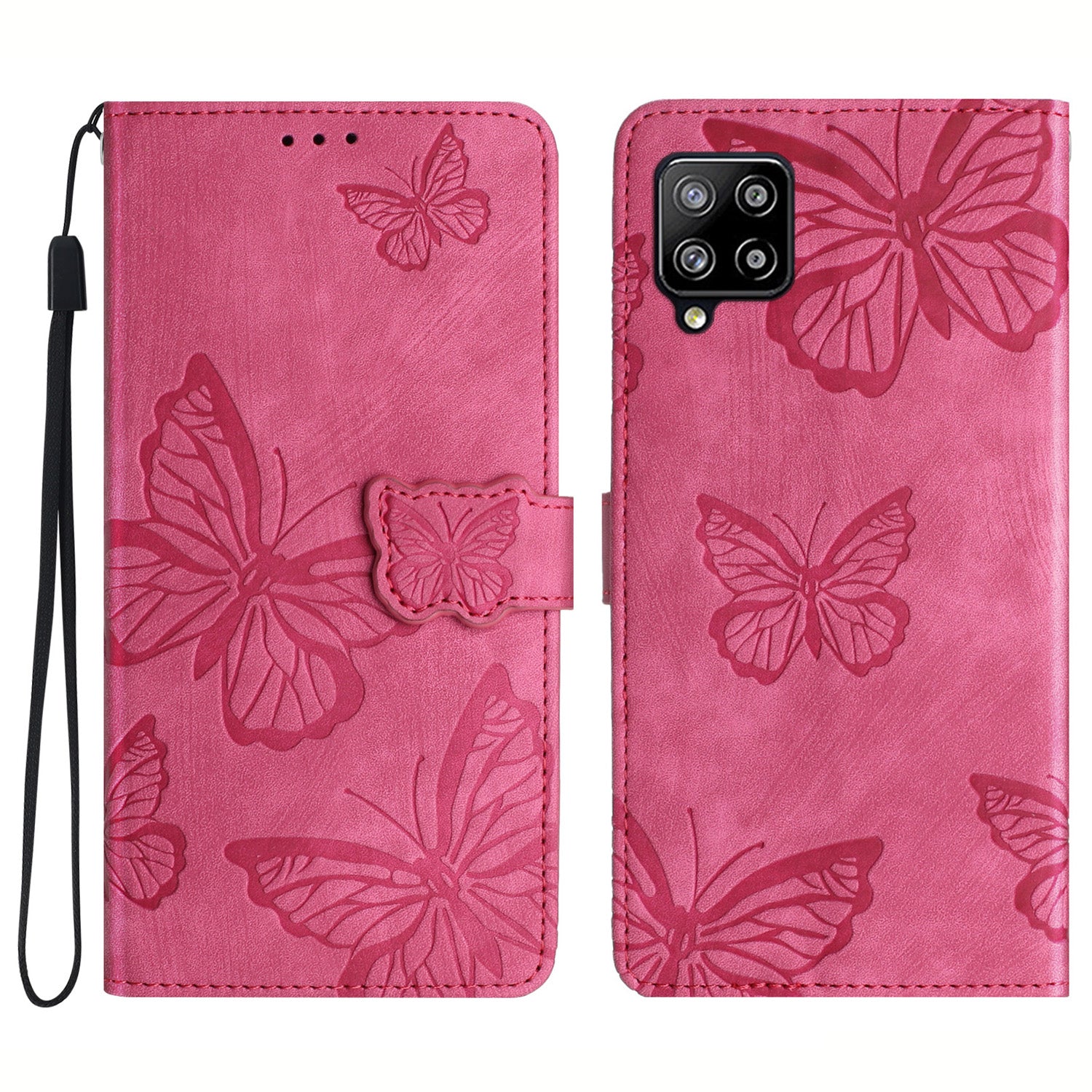 Til Samsung Galaxy A42 5G Stand PU-læder Skin-touch-etui Butterfly-påtrykt telefonpung-cover