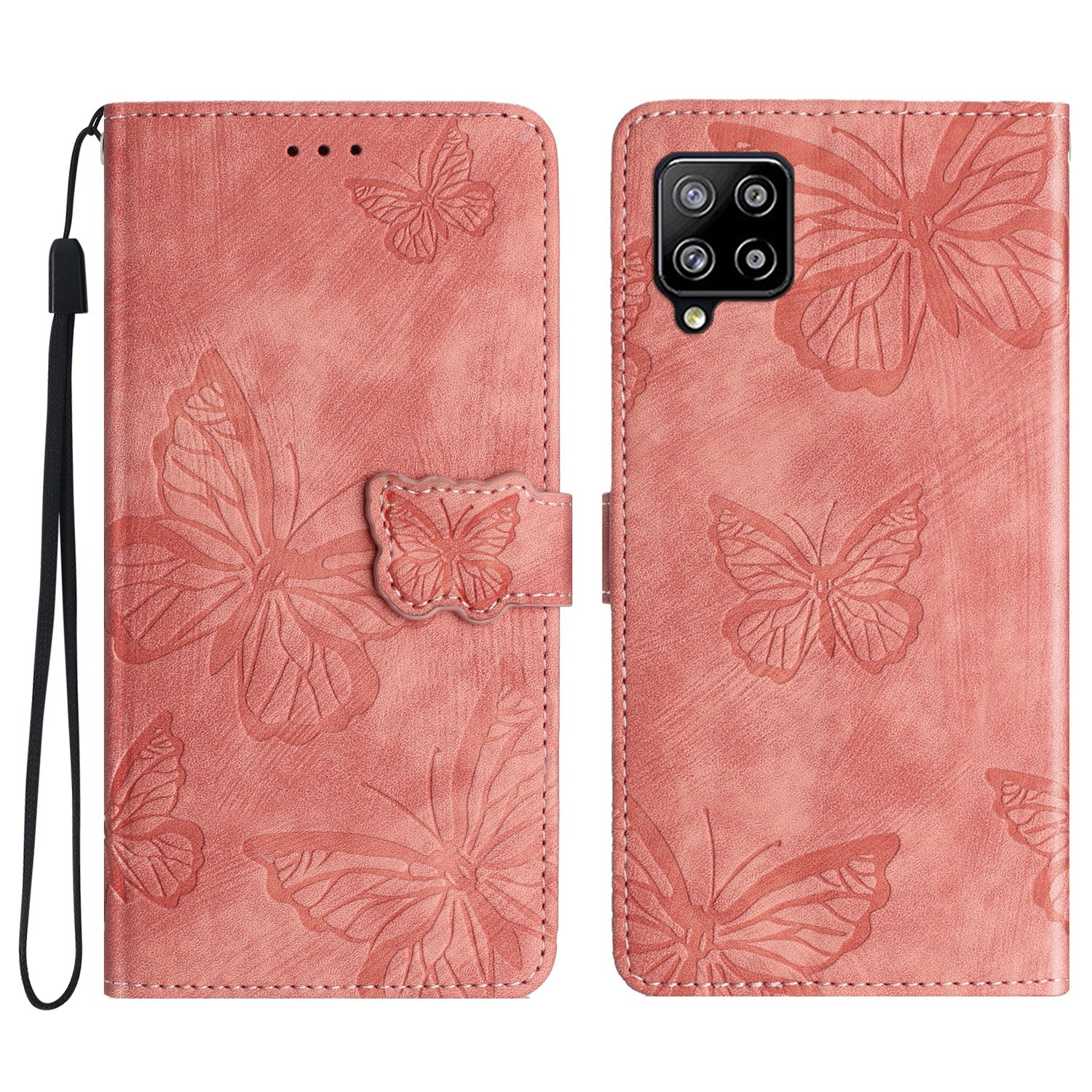 Til Samsung Galaxy A42 5G Stand PU-læder Skin-touch-etui Butterfly-påtrykt telefonpung-cover