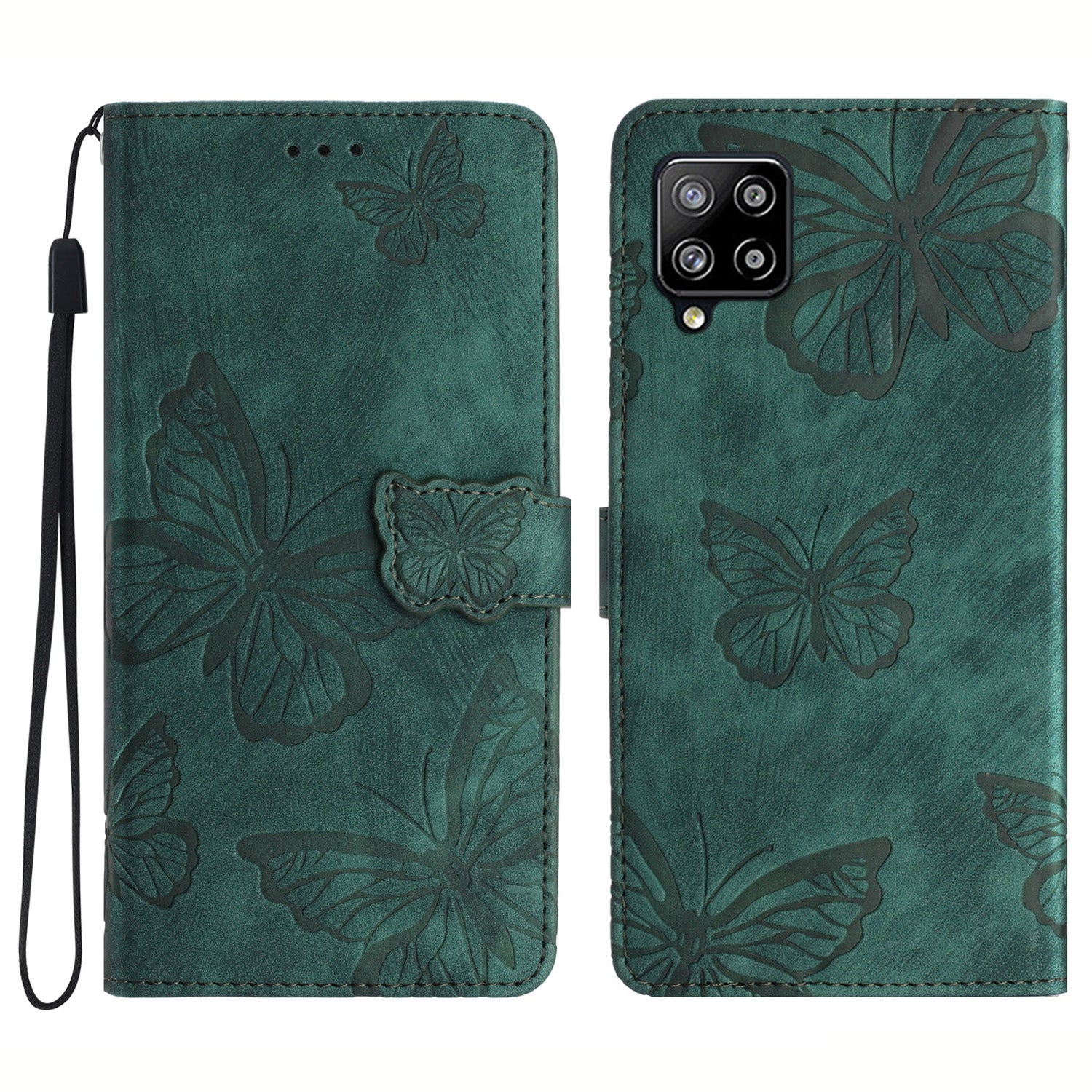 Til Samsung Galaxy A42 5G Stand PU-læder Skin-touch-etui Butterfly-påtrykt telefonpung-cover