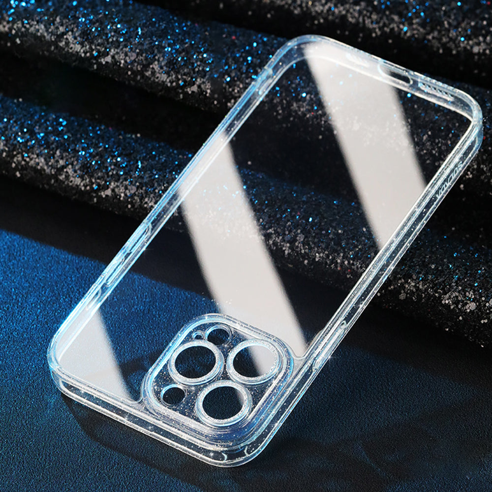 SULADA For iPhone 13 Pro Max Phone Case Tempered Glass TPU Glitter Electroplating Phone Cover with Lens Protector