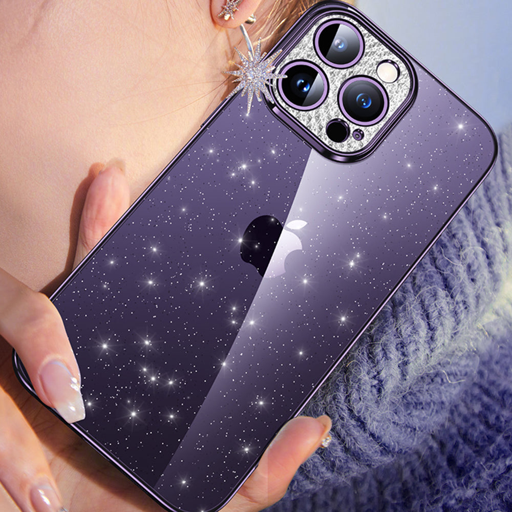 Pouzdro na telefon SULADA pro iPhone 14 Pro s drahokamovým dekorem TPU s třpytivým galvanickým pokovováním