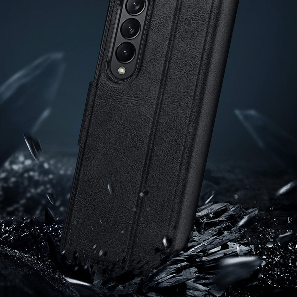 SULADA For Samsung Galaxy Z Fold3 5G PU Leather Folio Case Magnetic Clasp Stand Phone Cover