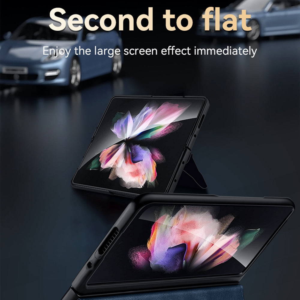 SULADA For Samsung Galaxy Z Fold3 5G PU Leather Folio Case Magnetic Clasp Stand Phone Cover