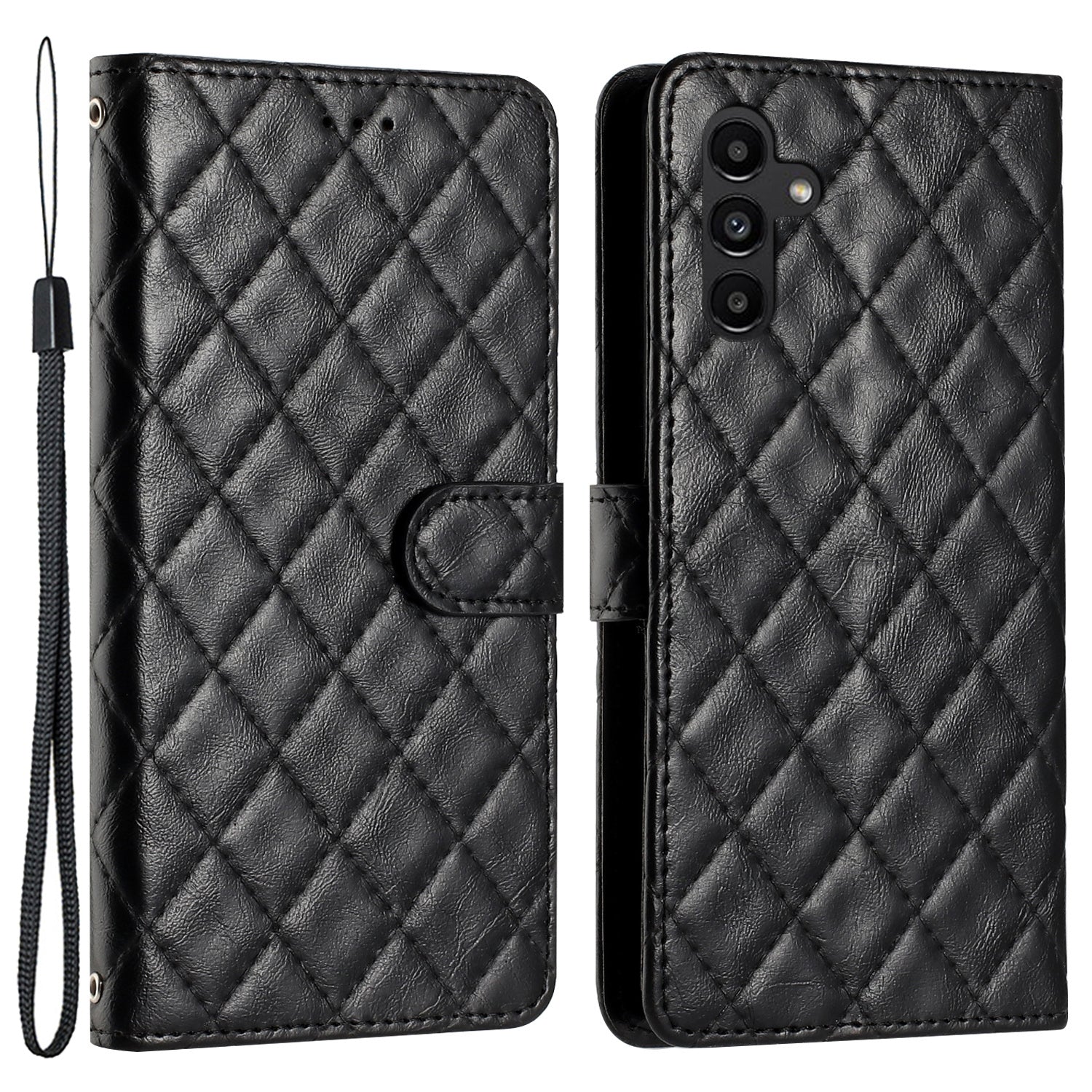 For Samsung Galaxy A54 5G Phone Case Stitching Line Rhombus PU Leather Wallet Stand Phone Cover with Strap