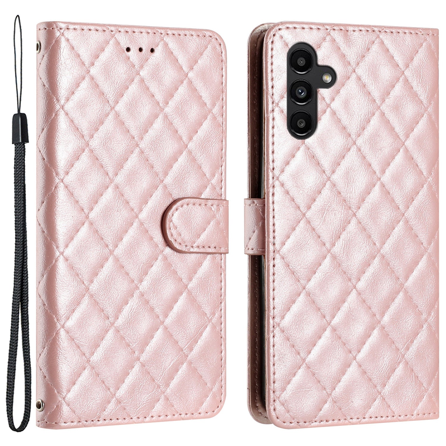 For Samsung Galaxy A54 5G Phone Case Stitching Line Rhombus PU Leather Wallet Stand Phone Cover with Strap