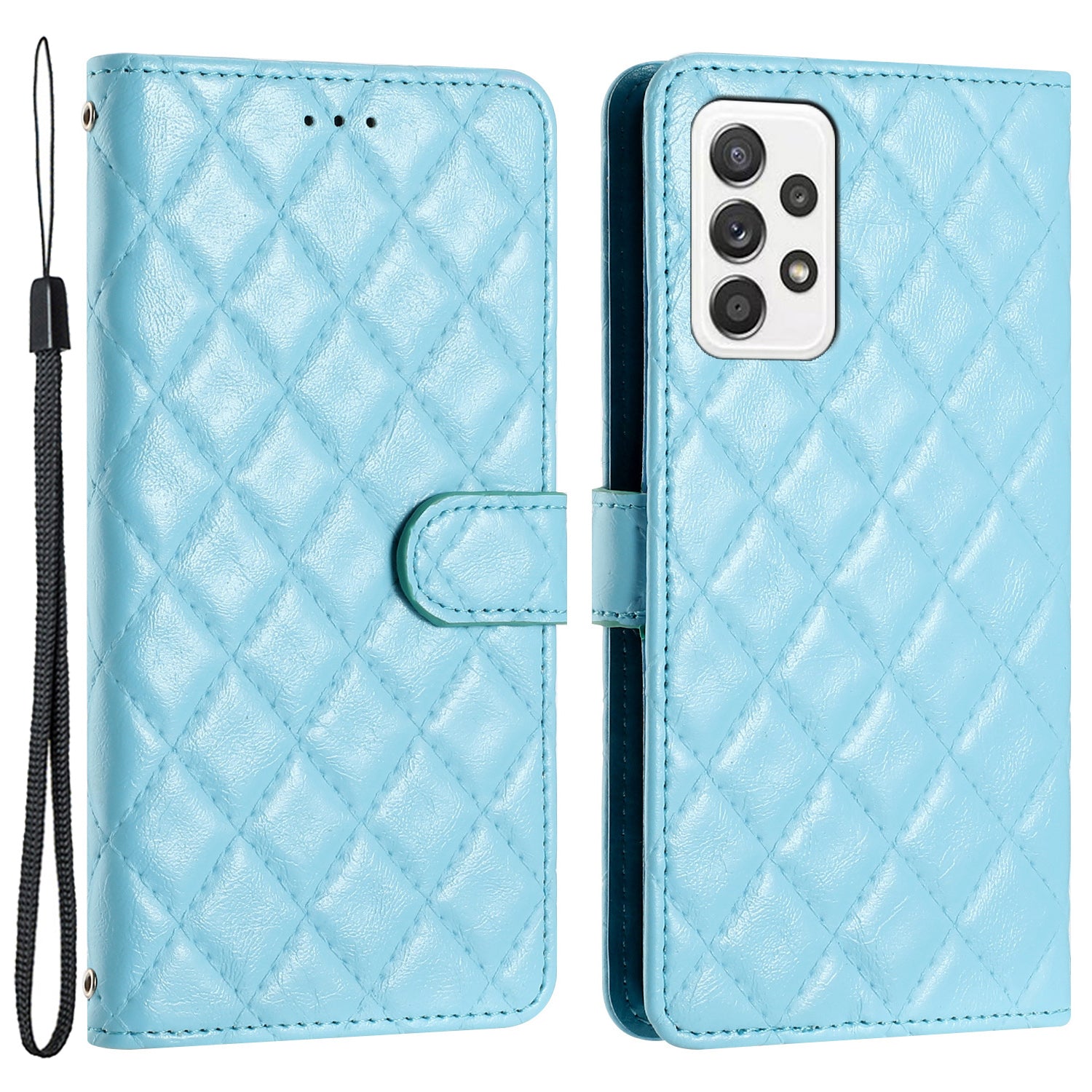 For Samsung Galaxy A33 5G Wallet Phone Shell Stitching Line Rhombus PU Leather Wallet Stand Phone Case