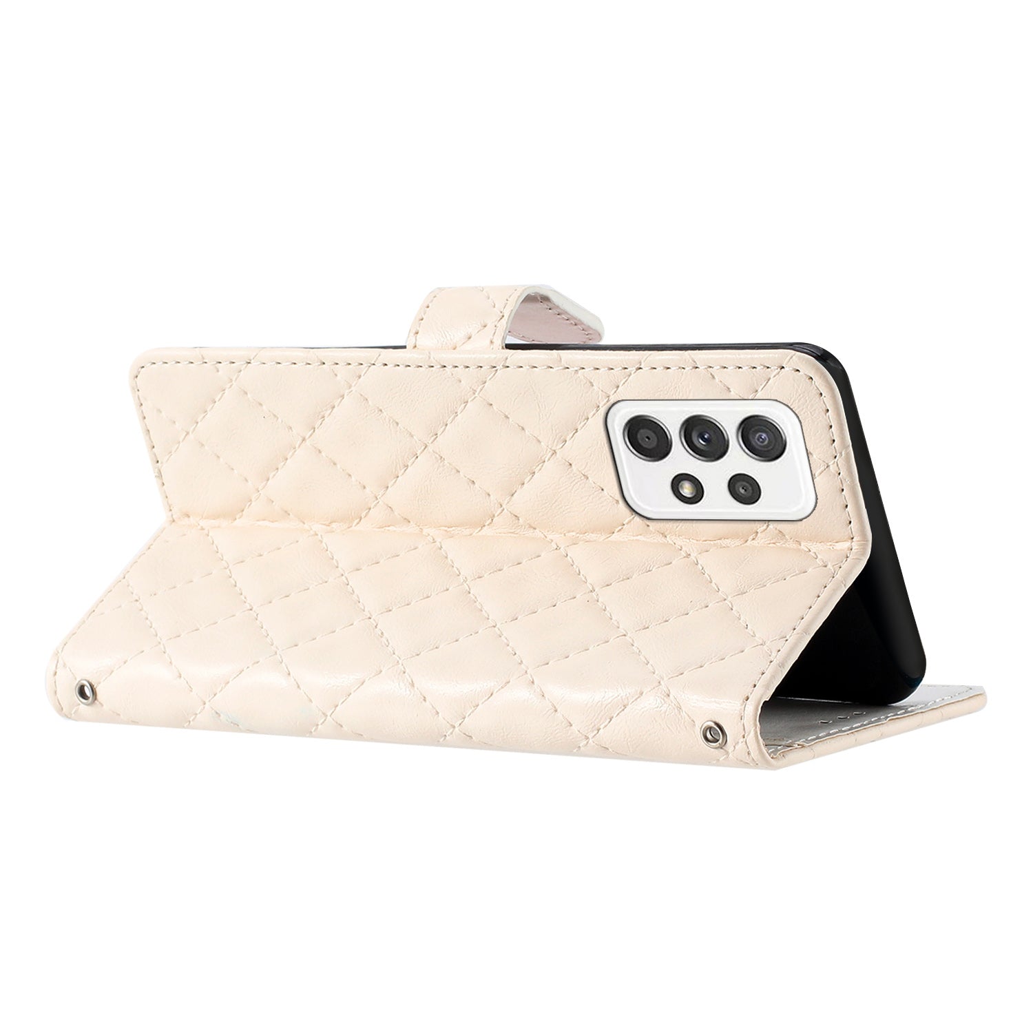 For Samsung Galaxy A72 5G / 4G Stitching Line Rhombus PU Leather Phone Cover Wallet Stand Cell Phone Case