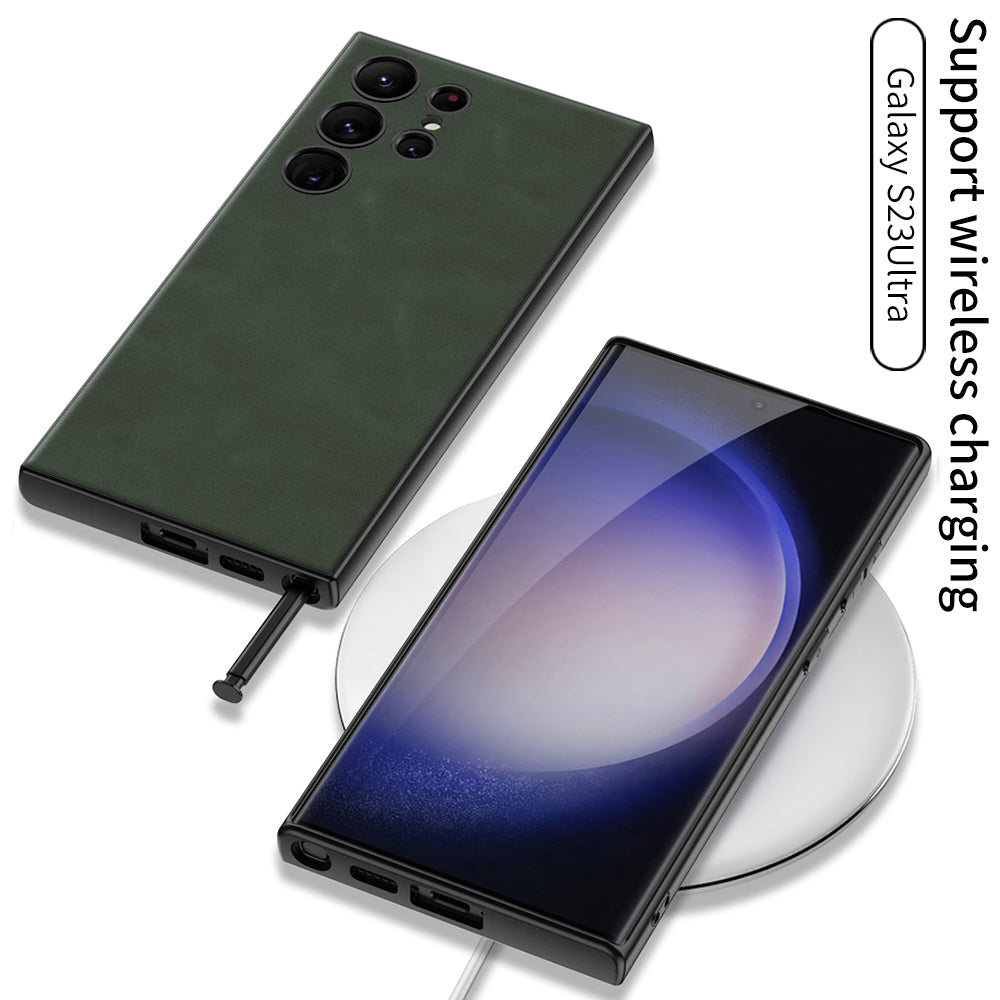 GKK For Samsung Galaxy S23 Ultra Matte Phone Case PU Leather Coated TPU PC Cover