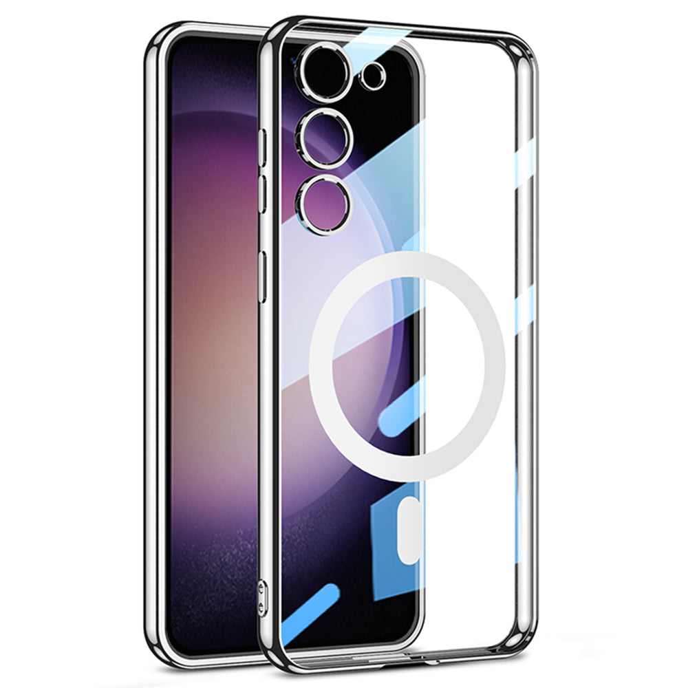GKK Clear TPU Phone Case for Samsung Galaxy S23 Electroplating Magnetic Back Cover Compatible with MagSafe