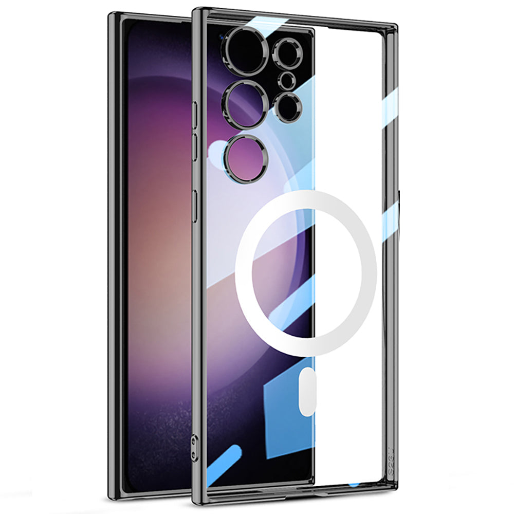 GKK For Samsung Galaxy S23 Ultra Electroplating TPU Case Transparent Magnetic Phone Cover Compatible with MagSafe