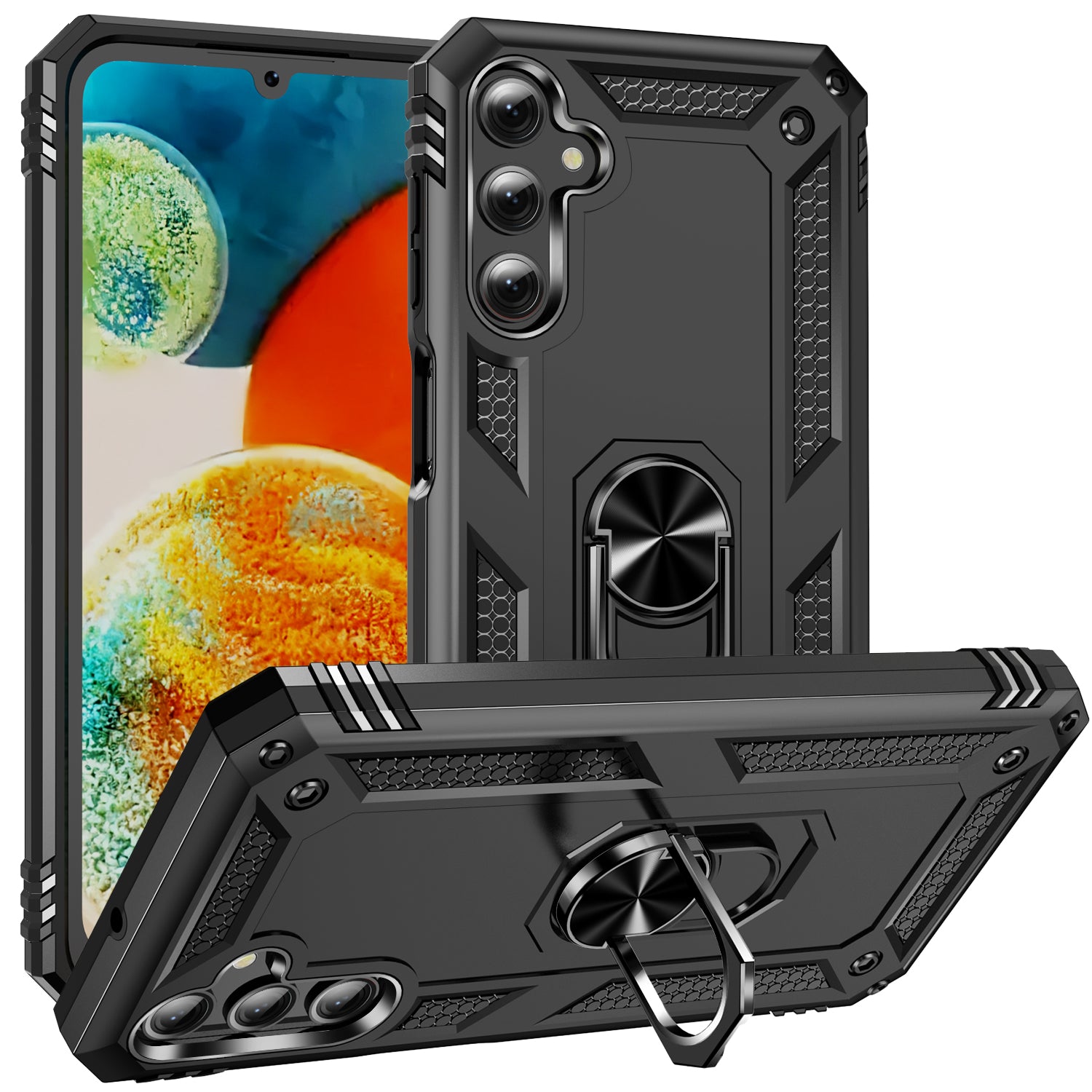 For Samsung Galaxy A24 4G Kickstand Car Mount Phone Case PC TPU Dual Layer Protective Cover