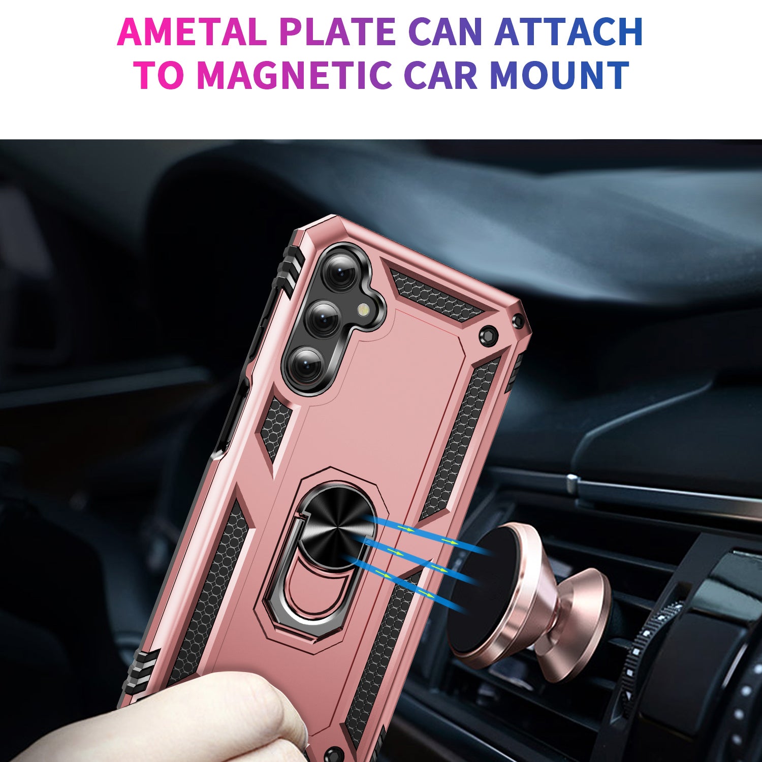For Samsung Galaxy A24 4G Kickstand Car Mount Phone Case PC TPU Dual Layer Protective Cover