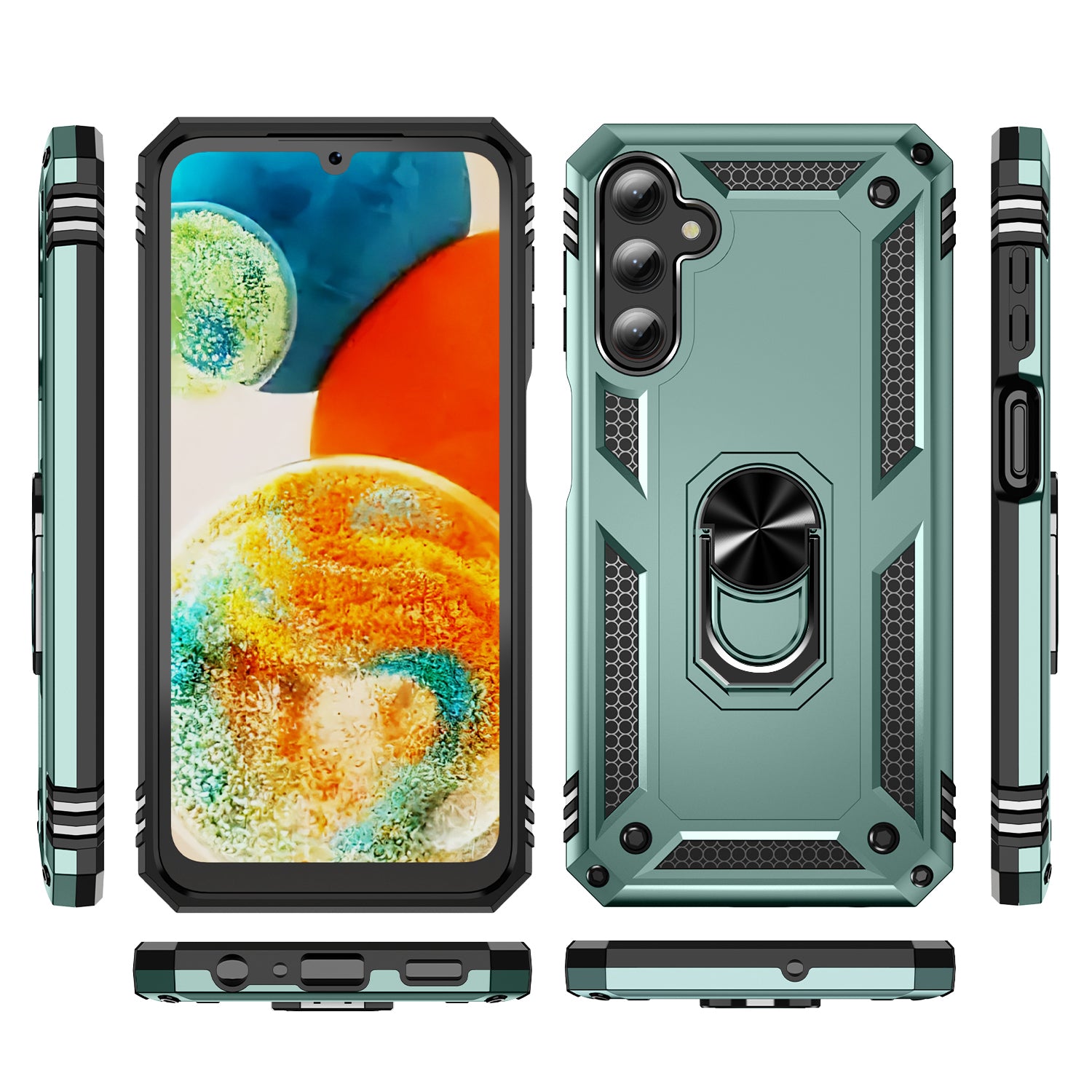 For Samsung Galaxy A24 4G Kickstand Car Mount Phone Case PC TPU Dual Layer Protective Cover