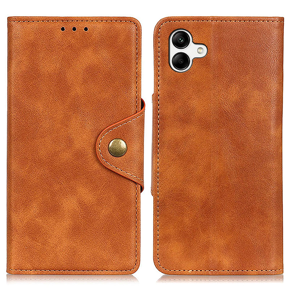 For Samsung Galaxy F14 5G Shockproof Brass Buckle Phone Cover Stand Wallet PU Leather TPU Cell Phone Case