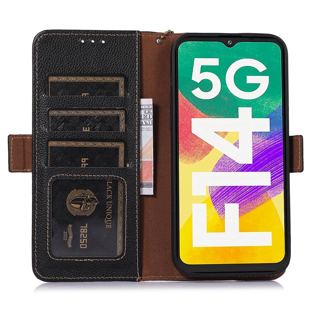 For Samsung Galaxy F14 5G Phone Wallet Case RFID Blocking Genuine Cow Leather Stand Cover