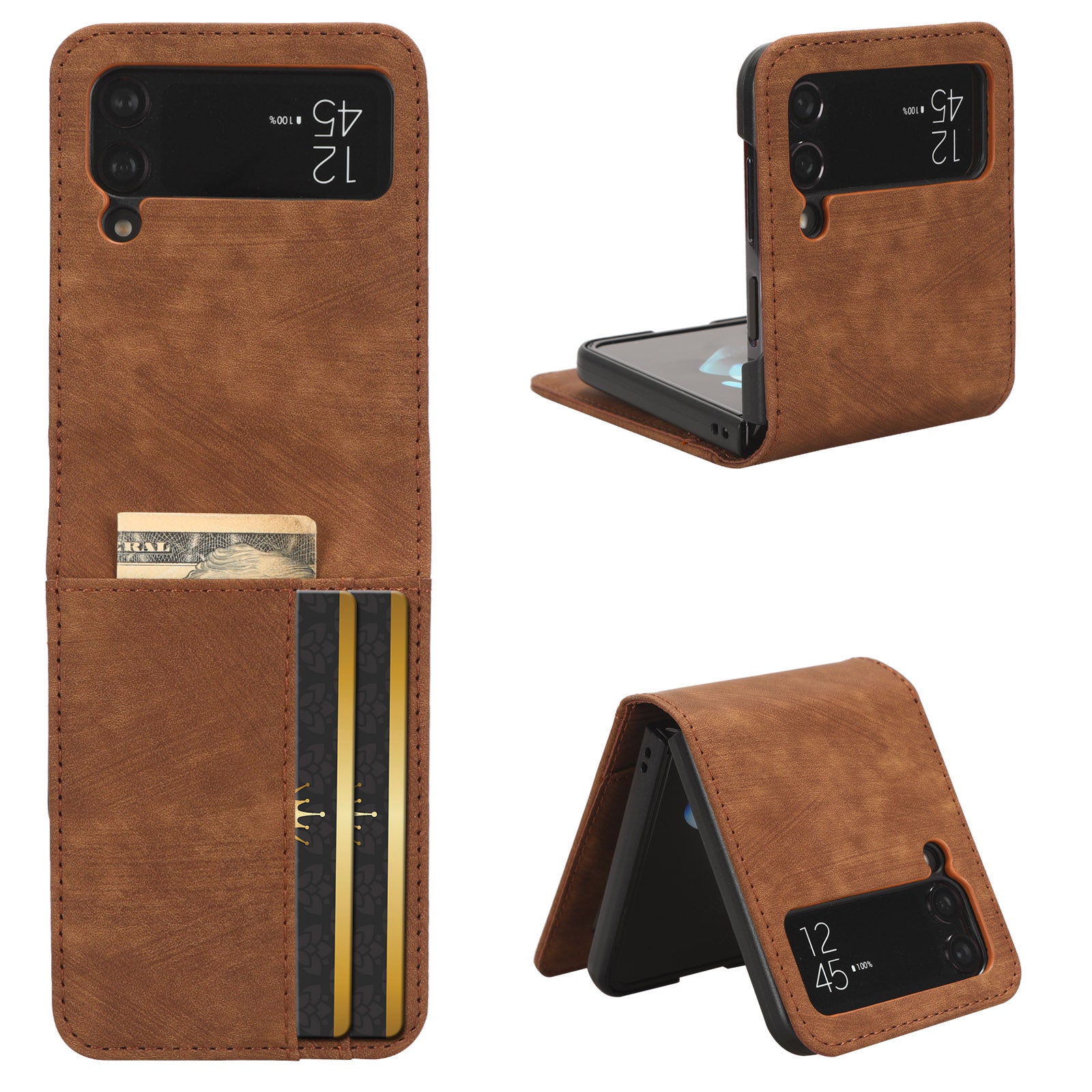 For Samsung Galaxy Z Flip3 5G Card Holder PU Leather Phone Case Two-piece Design Phone Cover