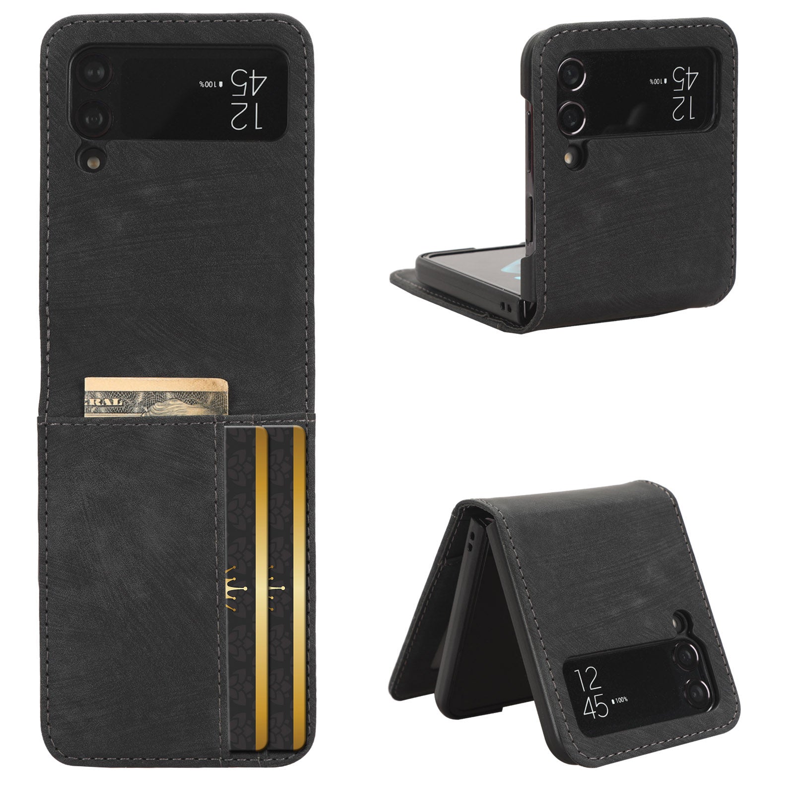 For Samsung Galaxy Z Flip3 5G Card Holder PU Leather Phone Case Two-piece Design Phone Cover