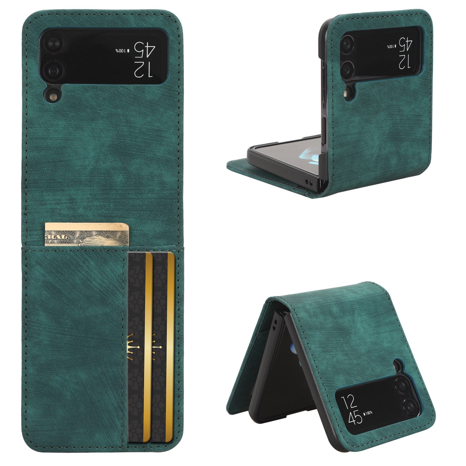 For Samsung Galaxy Z Flip3 5G Card Holder PU Leather Phone Case Two-piece Design Phone Cover