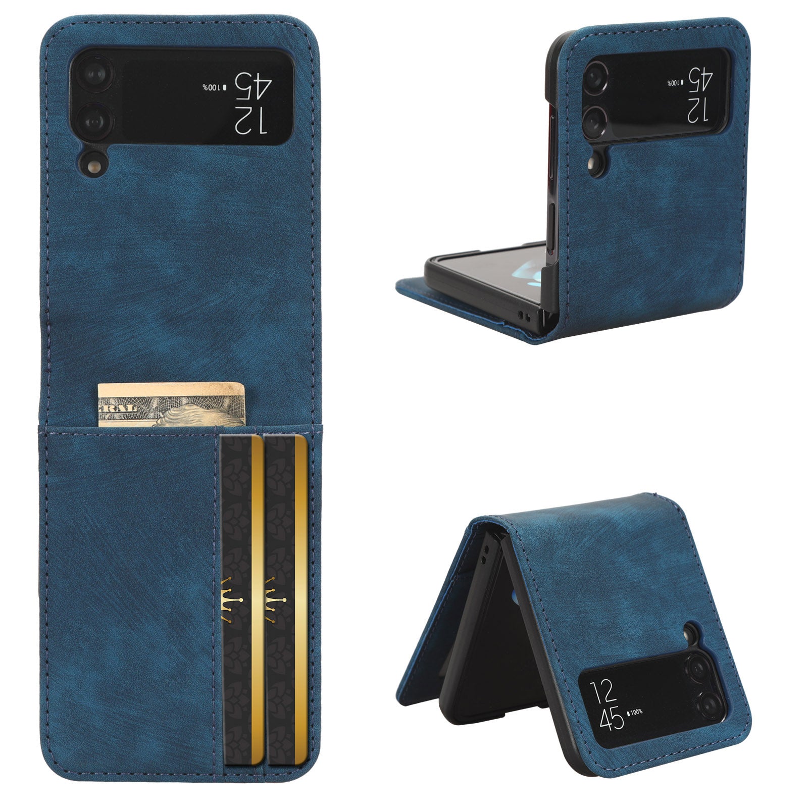 For Samsung Galaxy Z Flip3 5G Card Holder PU Leather Phone Case Two-piece Design Phone Cover