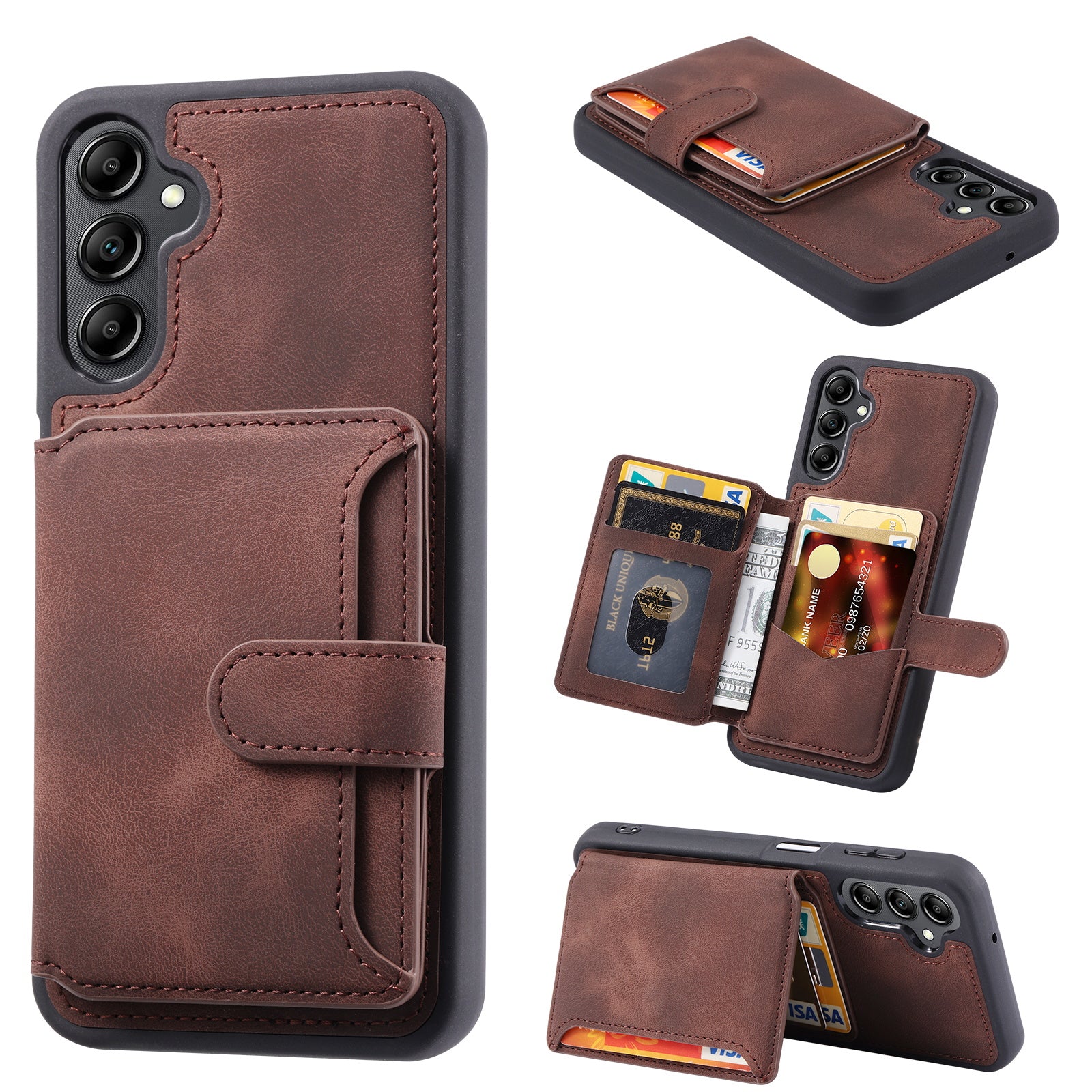 Til Samsung Galaxy A24 4G Kickstand RFID-blokerende telefontaske PU-læderbelagt TPU-pung bagcover