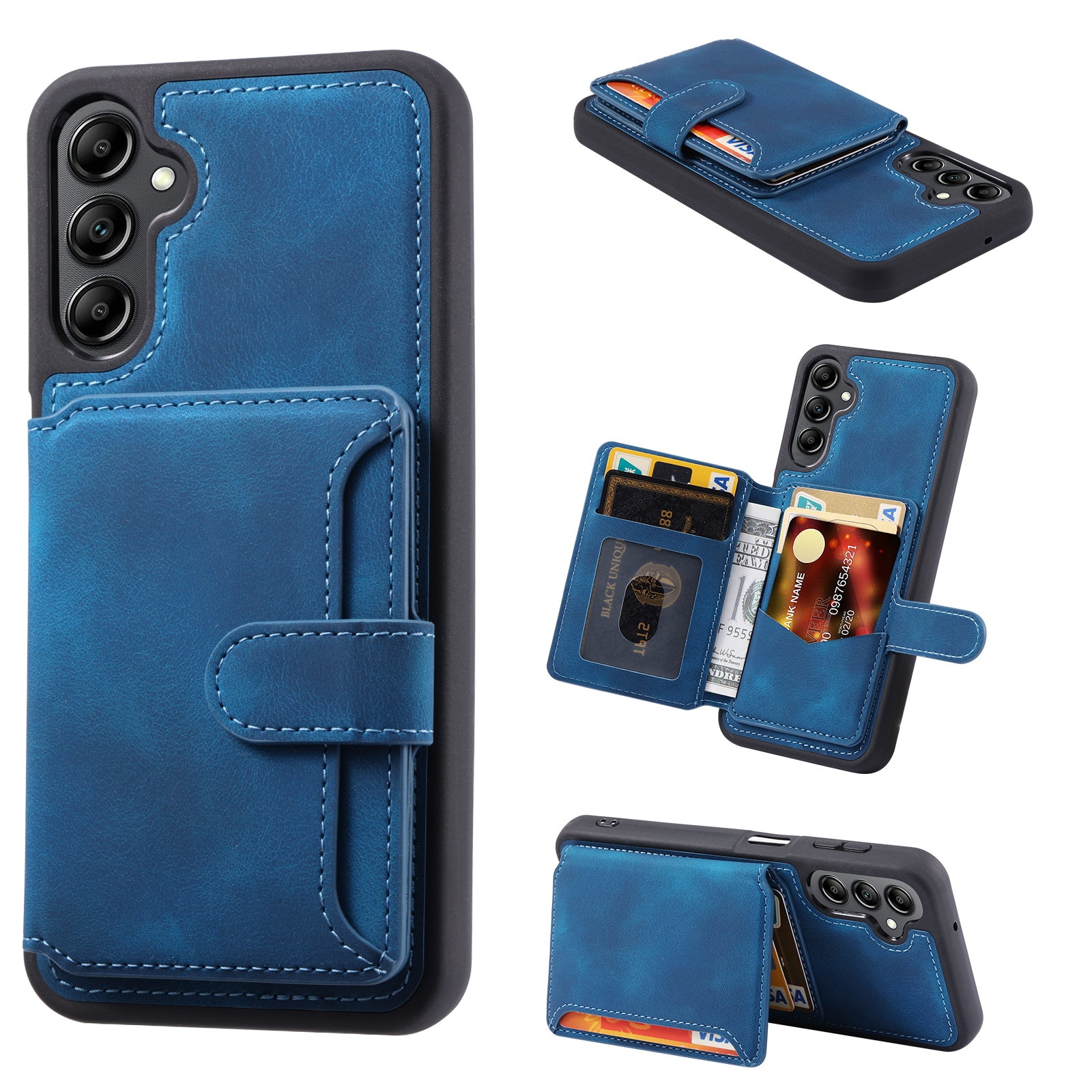 Til Samsung Galaxy A24 4G Kickstand RFID-blokerende telefontaske PU-læderbelagt TPU-pung bagcover