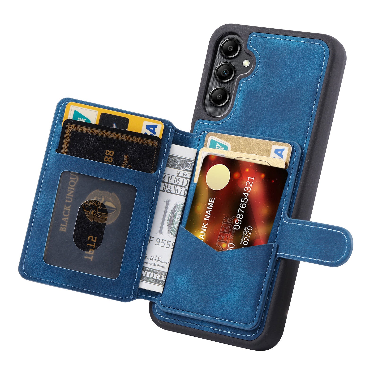 Til Samsung Galaxy A24 4G Kickstand RFID-blokerende telefontaske PU-læderbelagt TPU-pung bagcover