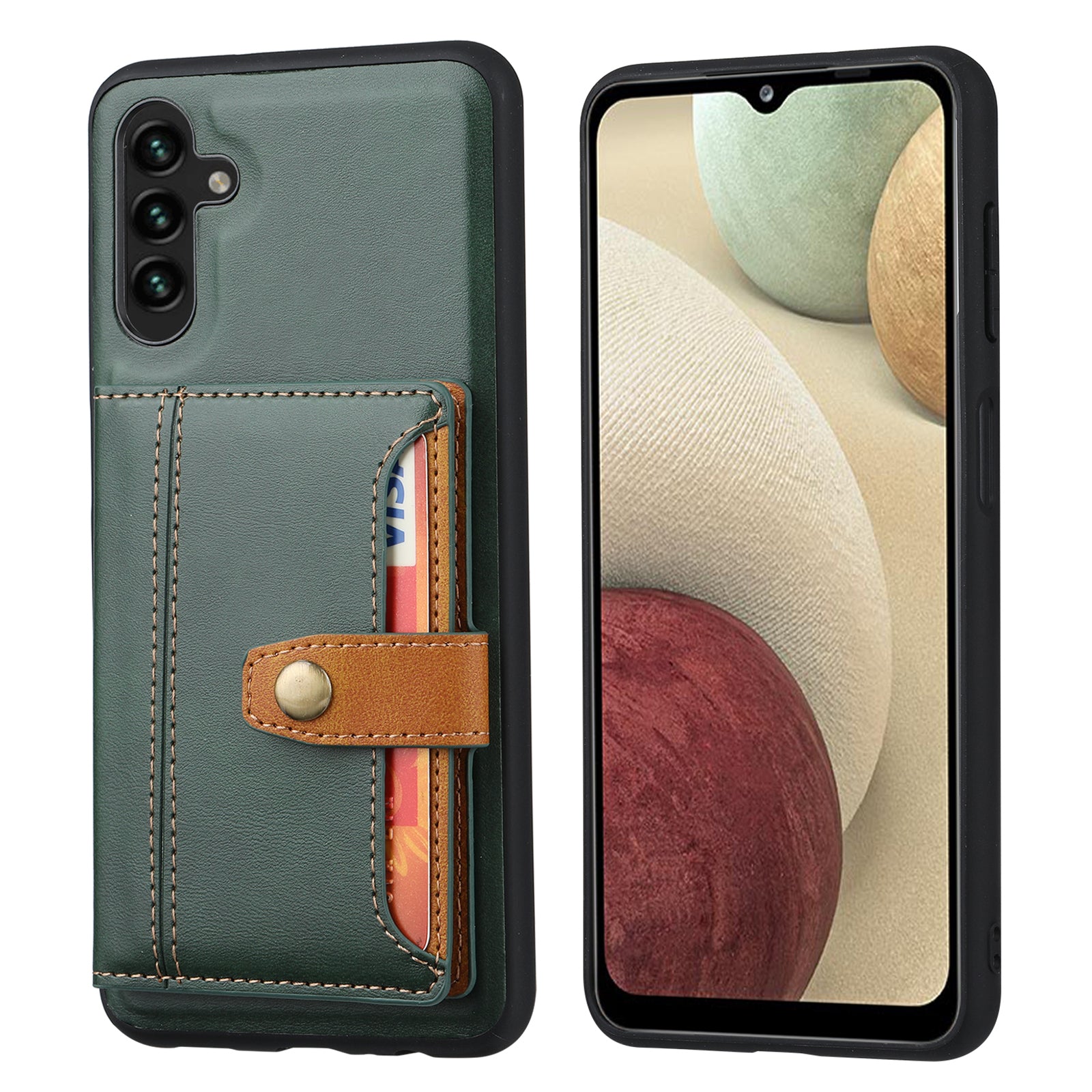 For Samsung Galaxy A24 4G Kickstand Card Slot Phone Case PU Leather TPU Calf Texture Anti-Scratch Cover