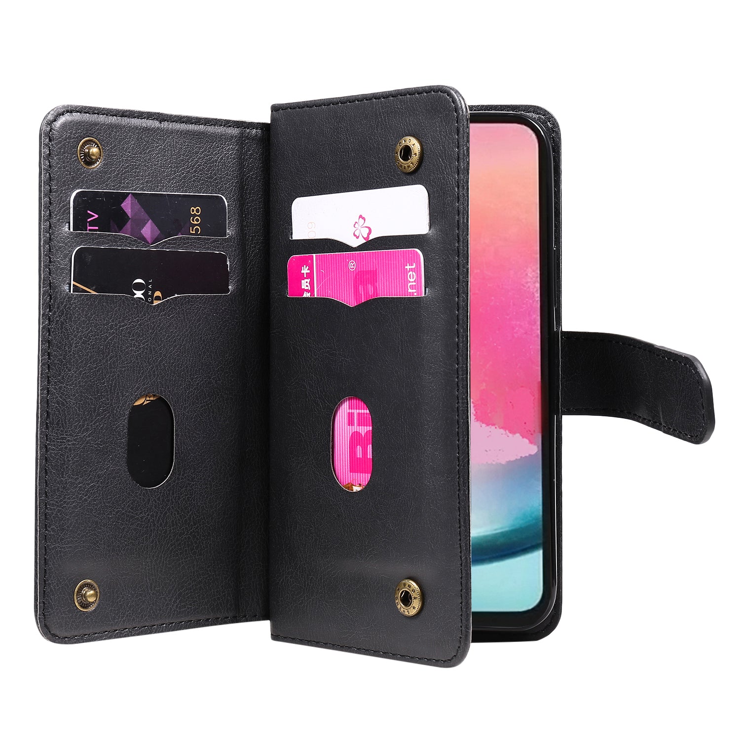 KT Multi-functional Series-1 for Samsung Galaxy A24 4G Phone Cover 10 Card Slots Stand Flip Leather Wallet Case