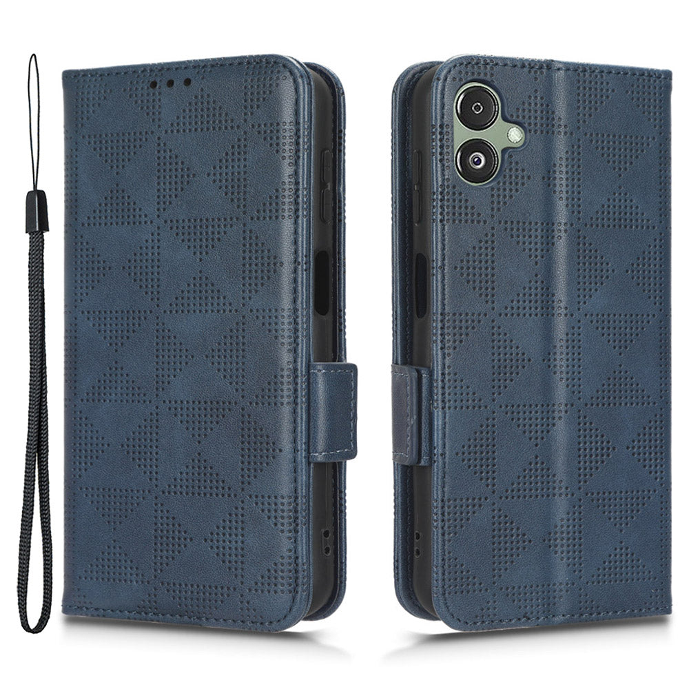 For Samsung Galaxy F14 5G Stand Wallet PU Leather Phone Case Imprinted Triangle Phone Cover