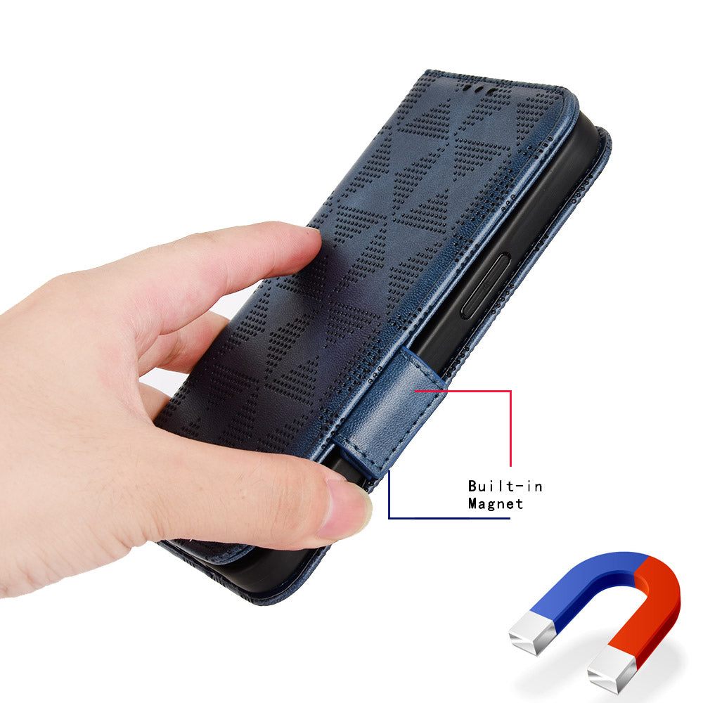 For Samsung Galaxy F14 5G Stand Wallet PU Leather Phone Case Imprinted Triangle Phone Cover
