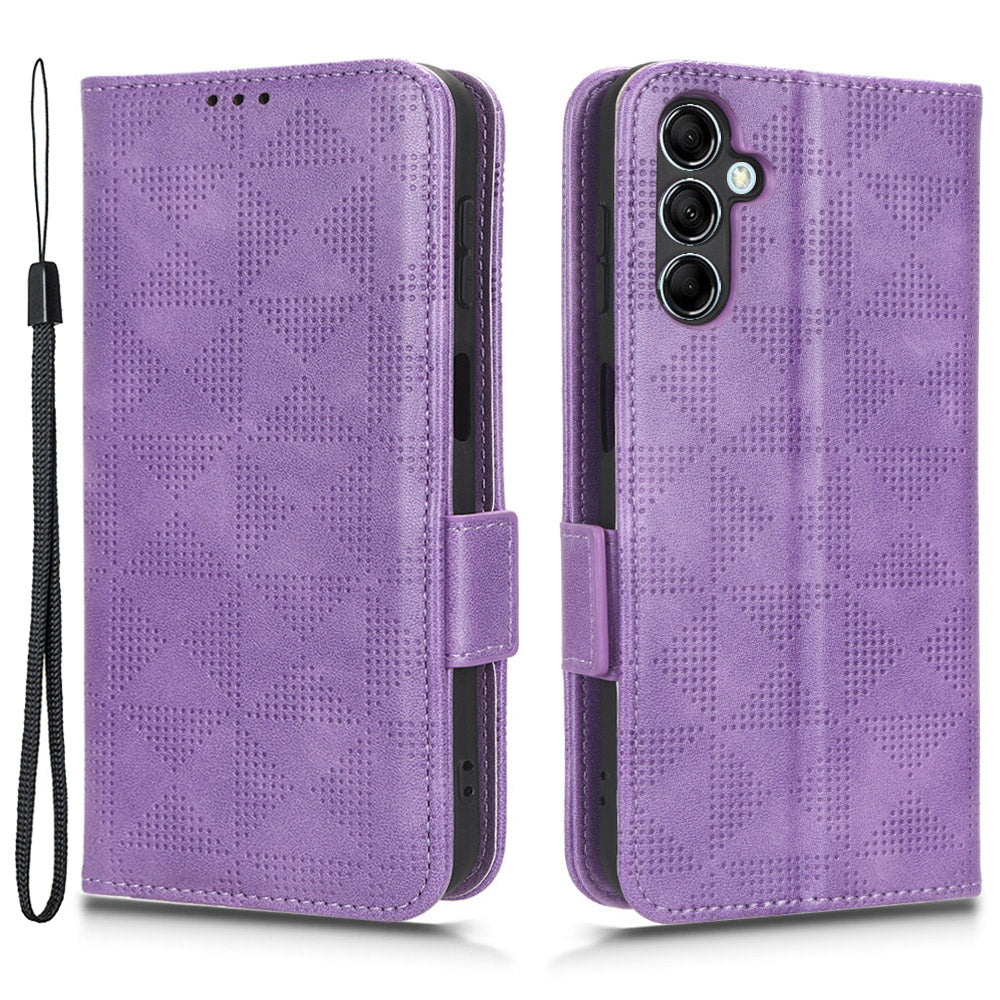 For Samsung Galaxy M14 5G PU Leather Phone Wallet Case Imprinted Triangle Stand Phone Cover