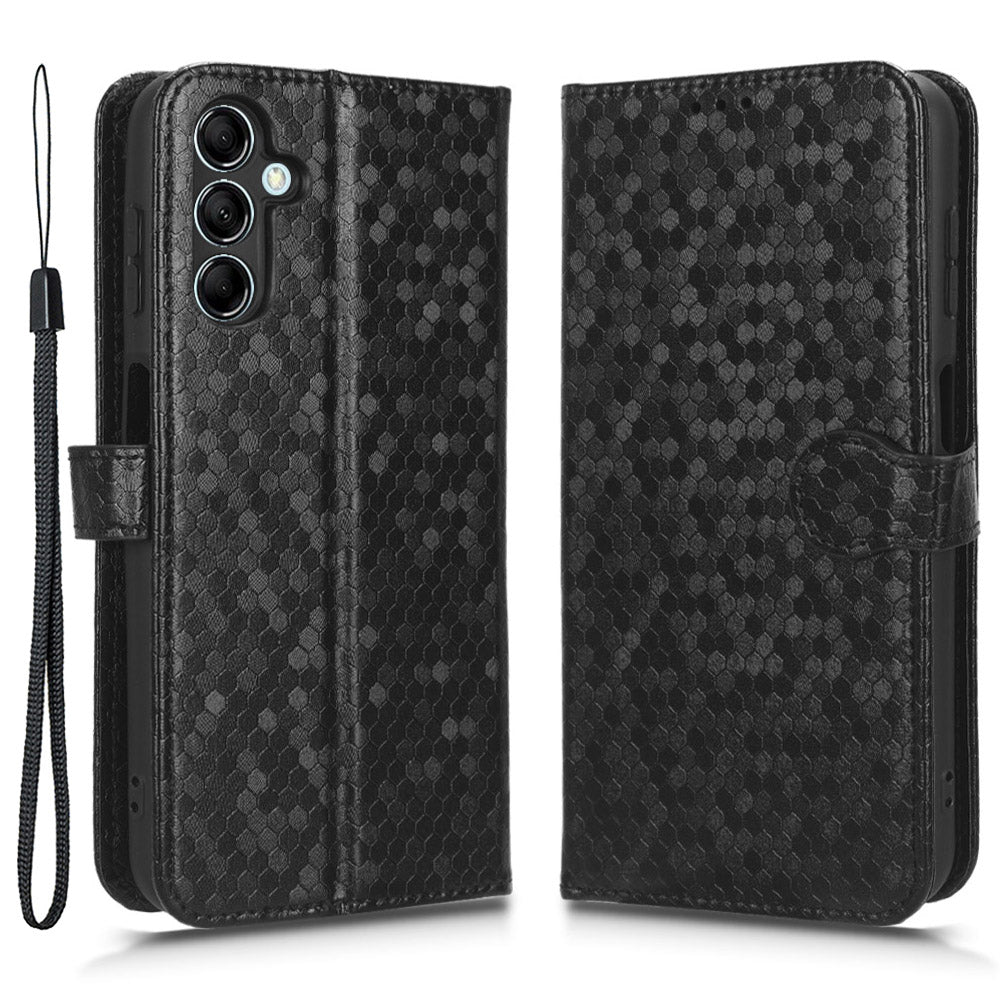 For Samsung Galaxy M14 5G Dot Pattern Imprinted Leather Wallet Case Stand Phone Cover