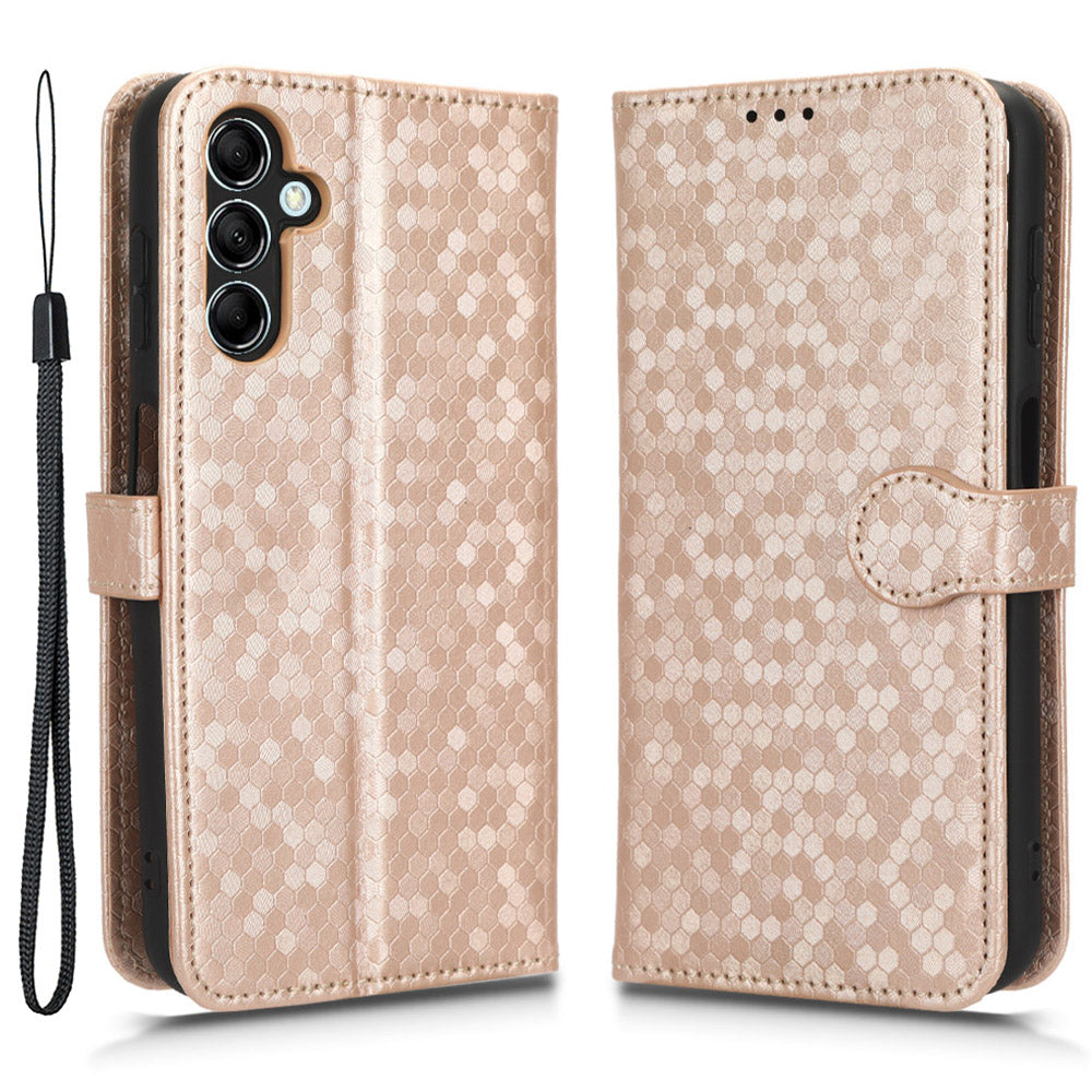 For Samsung Galaxy M14 5G Dot Pattern Imprinted Leather Wallet Case Stand Phone Cover