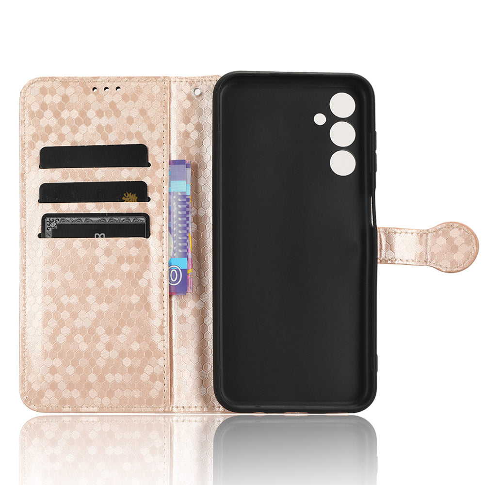 For Samsung Galaxy M14 5G Dot Pattern Imprinted Leather Wallet Case Stand Phone Cover