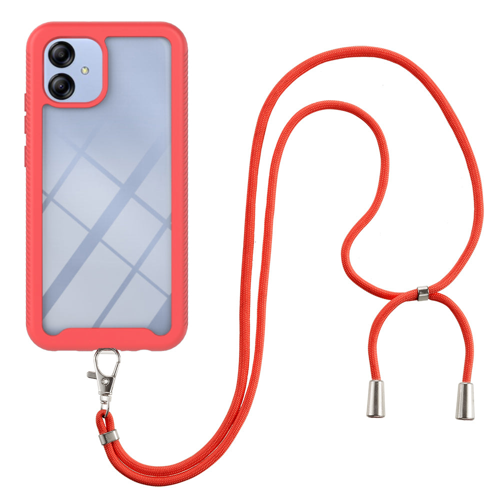 YB PC Series-4 Phone Case for Samsung Galaxy A04e 4G / A03 (164.2 x 75.9 x 9.1mm) PC TPU Hybrid Shockproof Cover with Lanyard