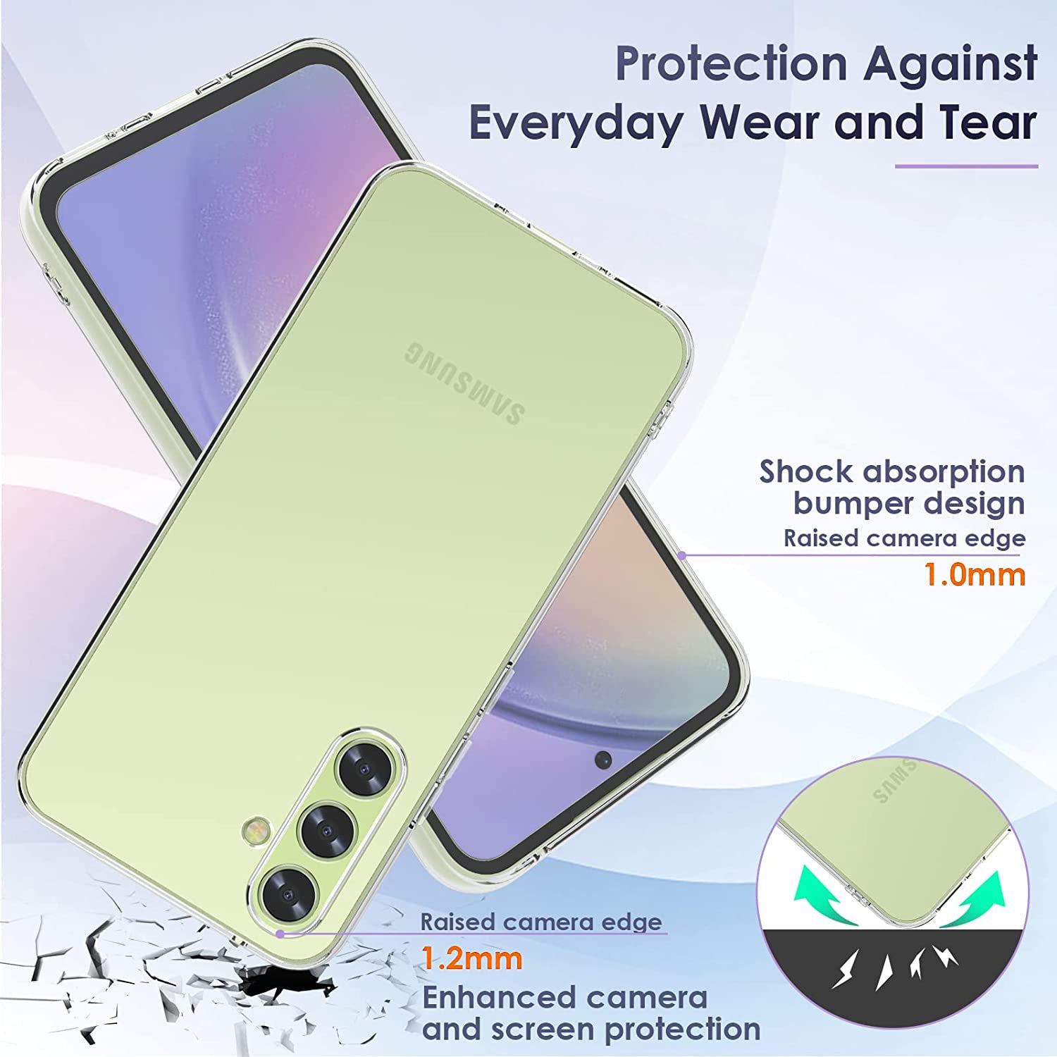 Til Samsung Galaxy A34 5G blødt TPU-telefoncover Høj gennemsigtigt Anti-fingeraftryk beskyttende telefoncover