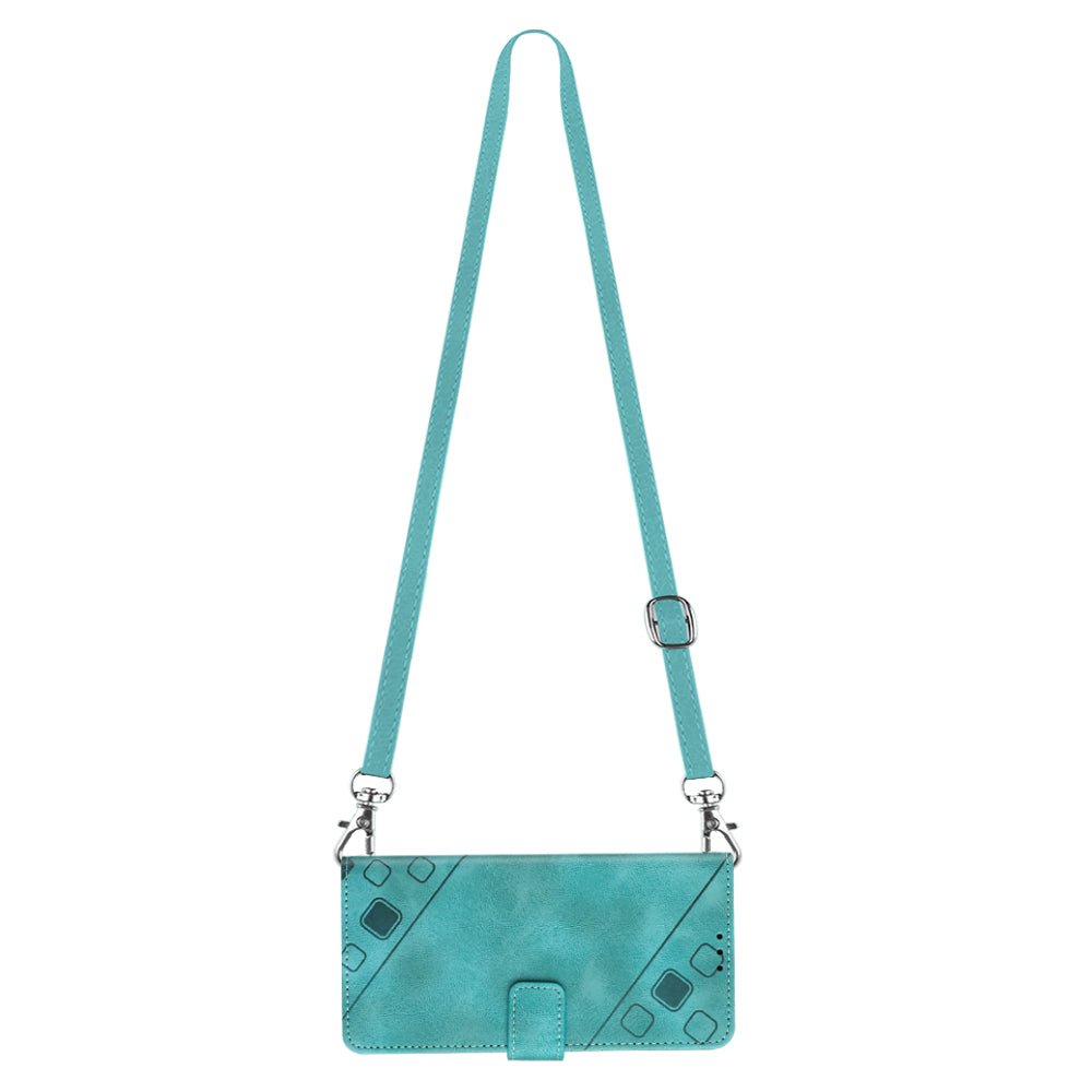 PT005 YB Imprinting Series-7 for Samsung Galaxy A54 5G Crossbody Design Phone Case PU Leather Imprinted Lines Stand Wallet Cover