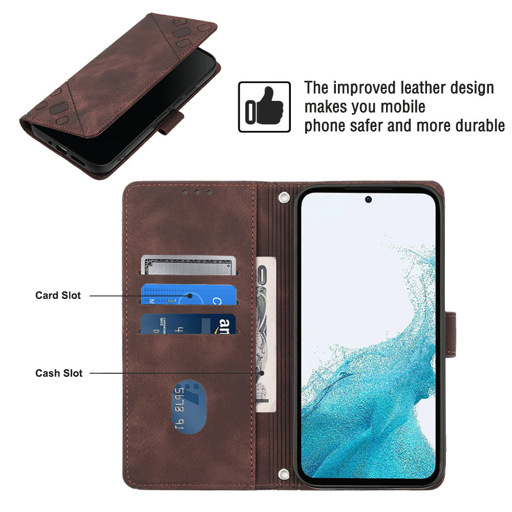 PT005 YB Imprinting Series-7 for Samsung Galaxy A54 5G Crossbody Design Phone Case PU Leather Imprinted Lines Stand Wallet Cover