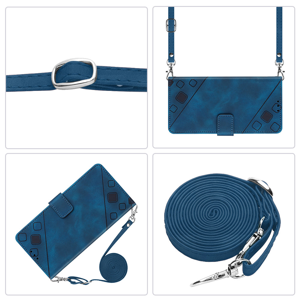 PT005 YB Imprinting Series-7 for iPhone 11 PU Leather Phone Case Imprinted Wallet Stand Anti-drop Cover with Shoulder Strap