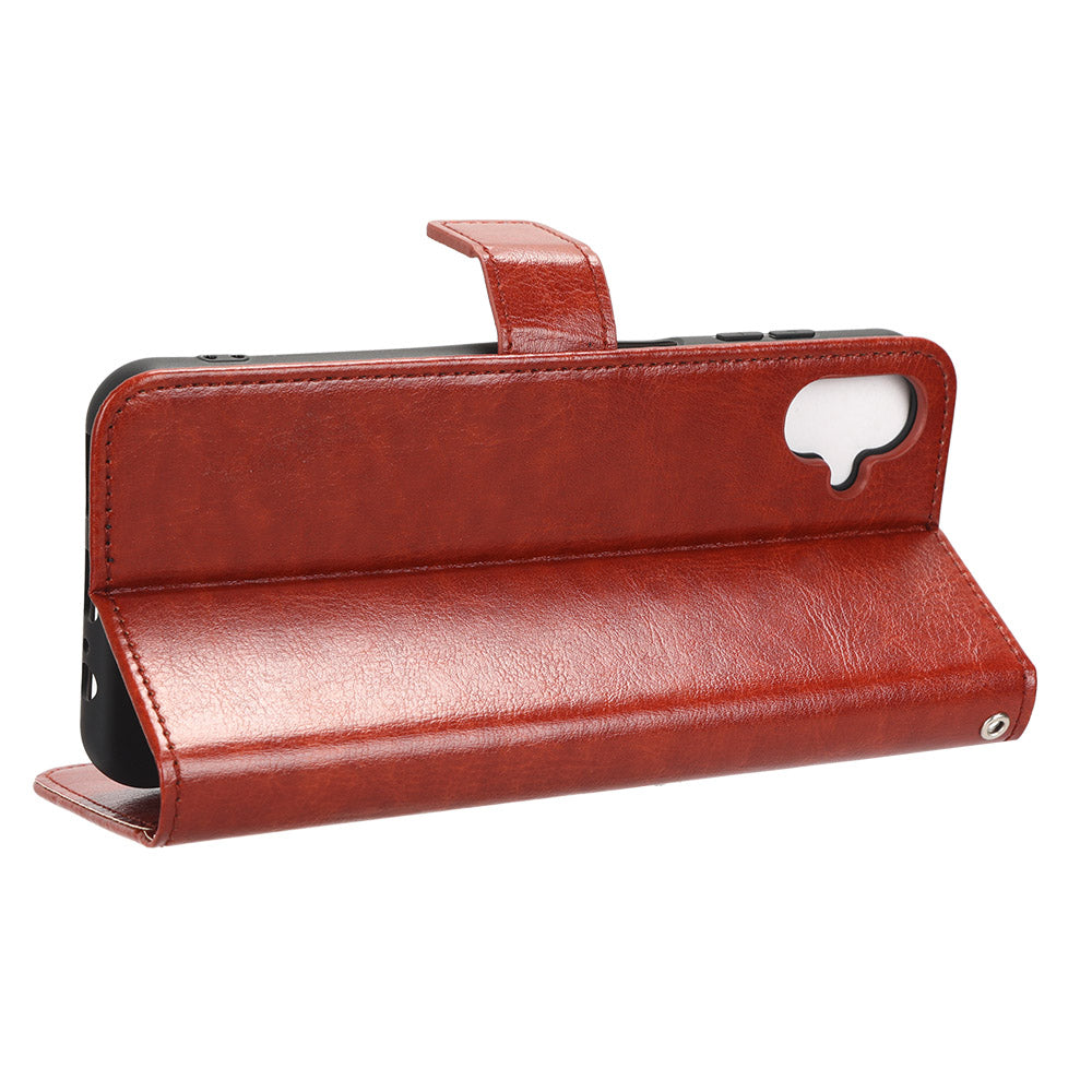 For Samsung Galaxy F14 5G Anti-Dust Crazy Horse Texture Phone Case Stand PU Leather Wallet Shell