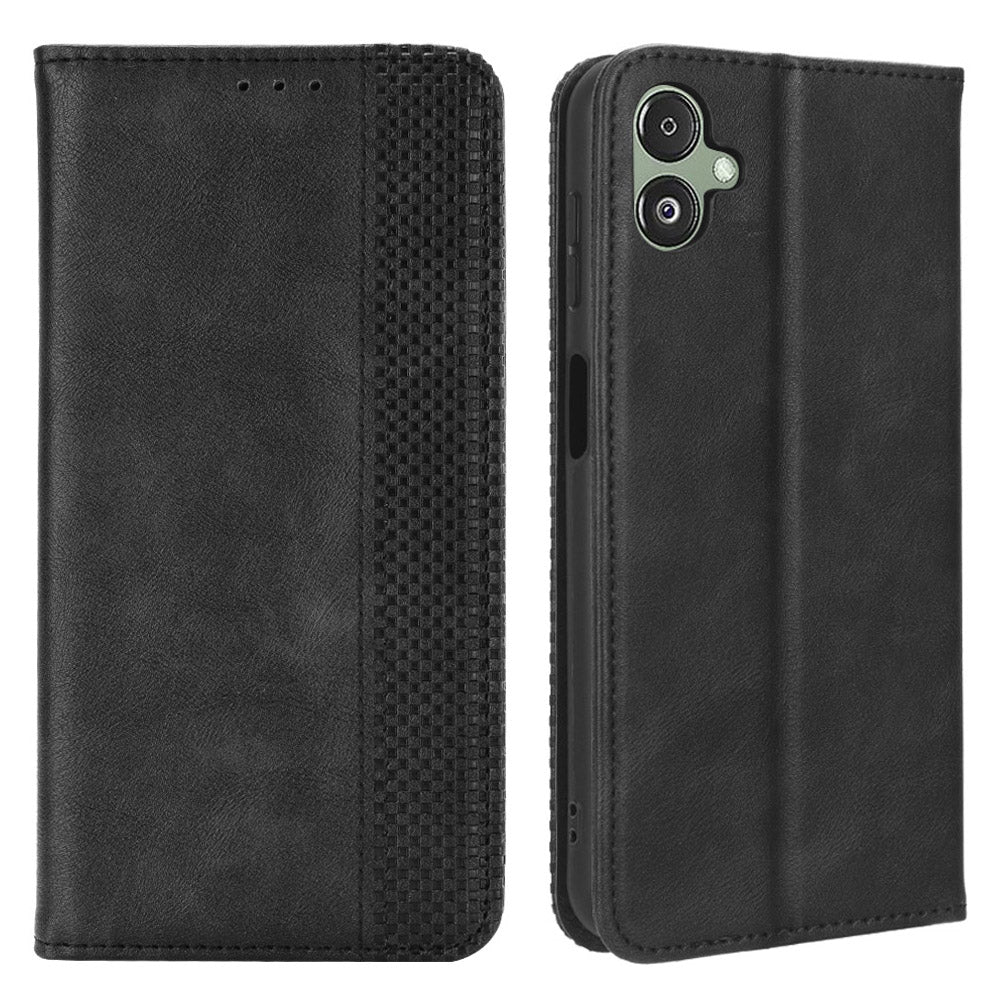 For Samsung Galaxy F14 5G Magnetic Closure Phone Cover Retro Stand Wallet Flip PU Leather Phone Case
