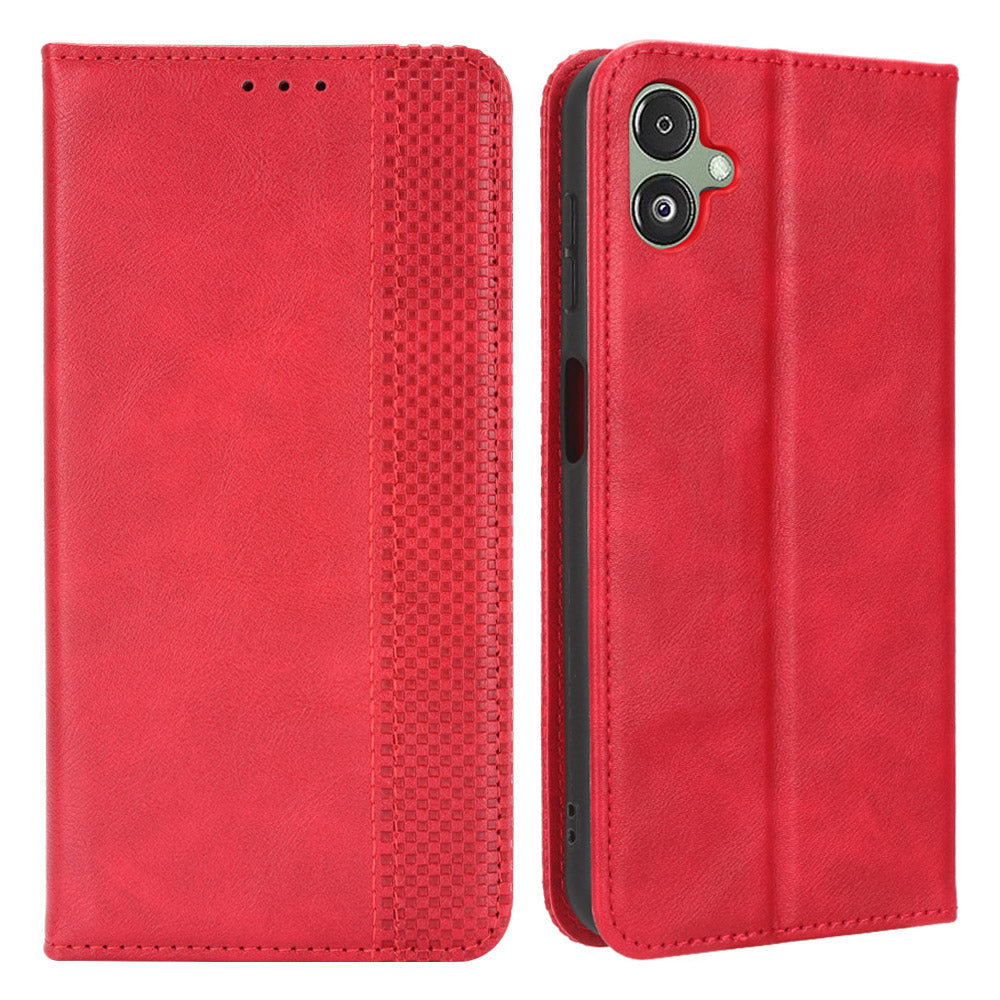 For Samsung Galaxy F14 5G Magnetic Closure Phone Cover Retro Stand Wallet Flip PU Leather Phone Case