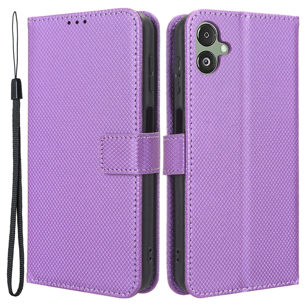 For Samsung Galaxy F14 5G Phone Case PU Leather Stand Wallet Diamond Texture Phone Cover