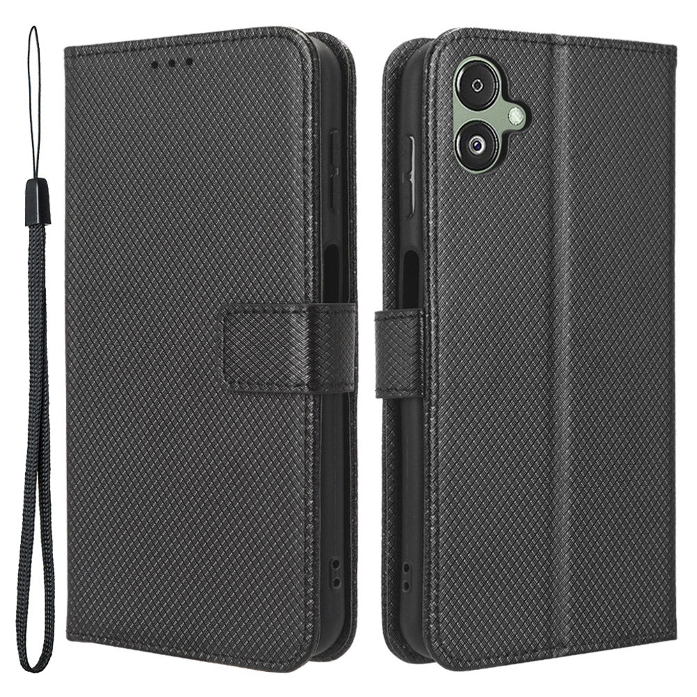 For Samsung Galaxy F14 5G Phone Case PU Leather Stand Wallet Diamond Texture Phone Cover