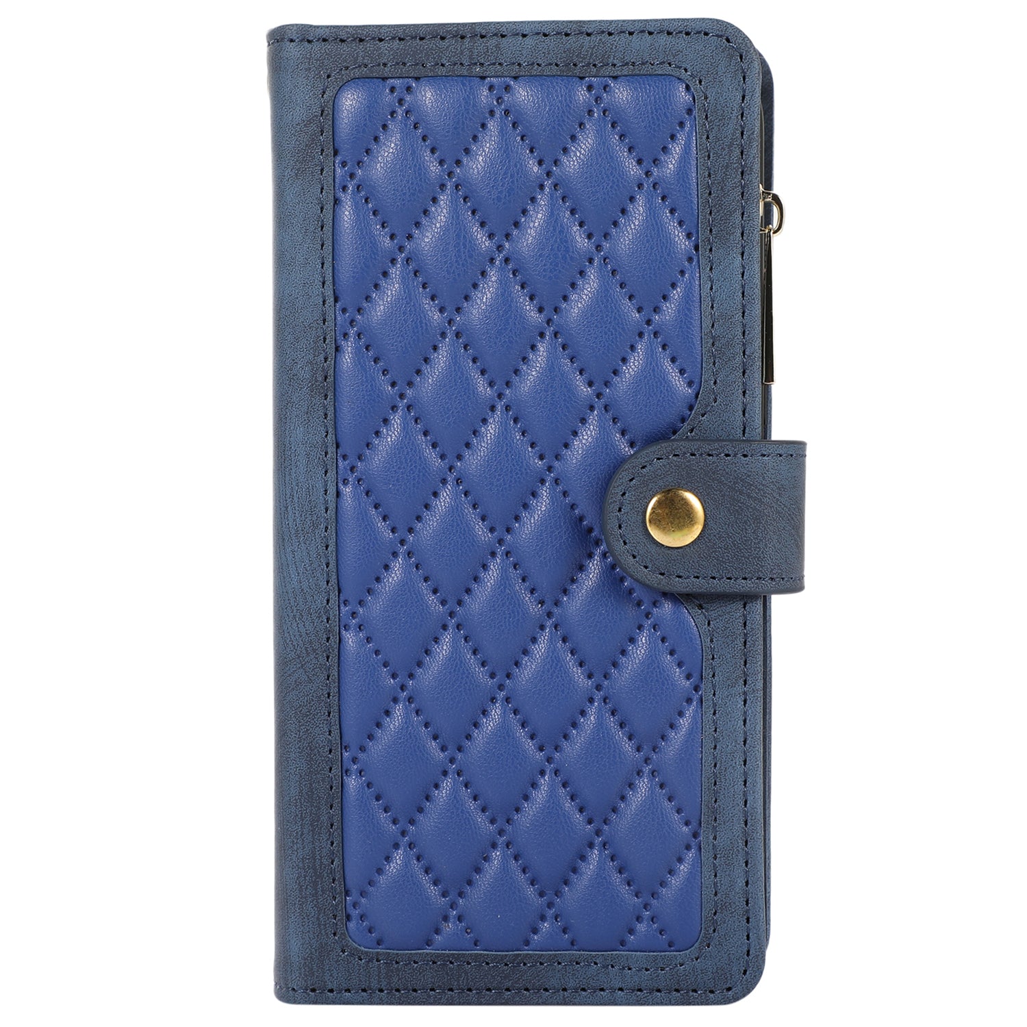 For iPhone 14 Pro Anti-drop Case Multiple Card Slots Zipper Pocket Rhombus PU Leather Stand Phone Cover